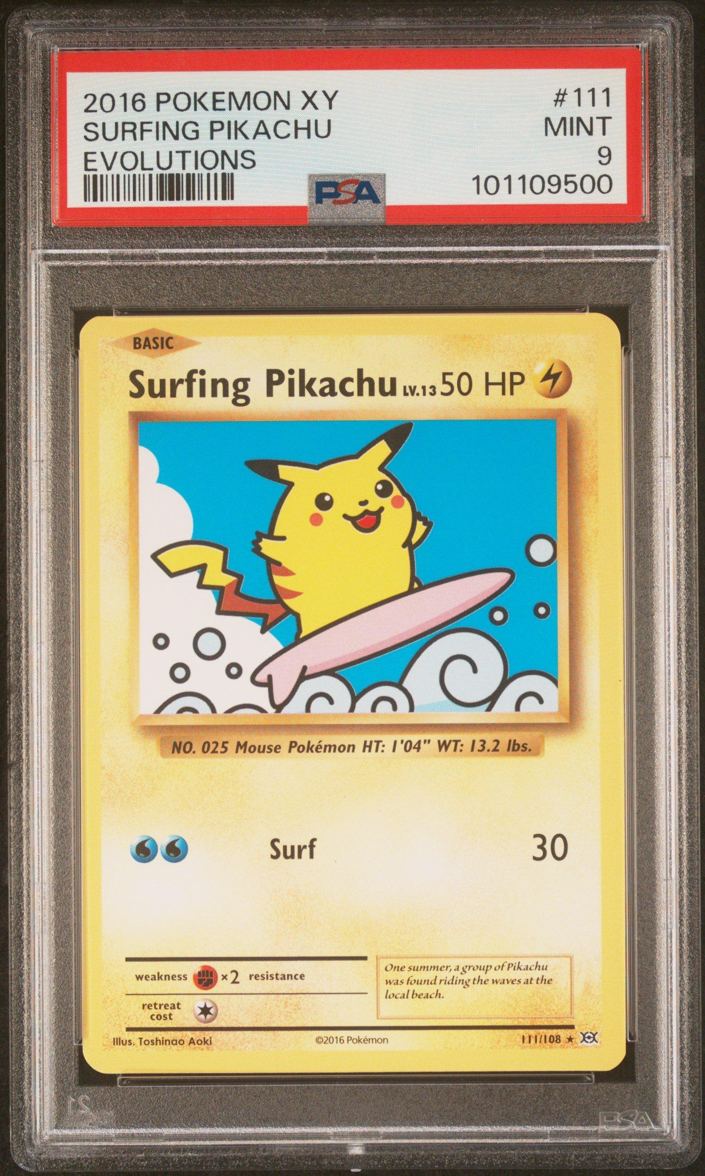 2016 Pokemon Xy Evolutions 111 Surfing Pikachu PSA
