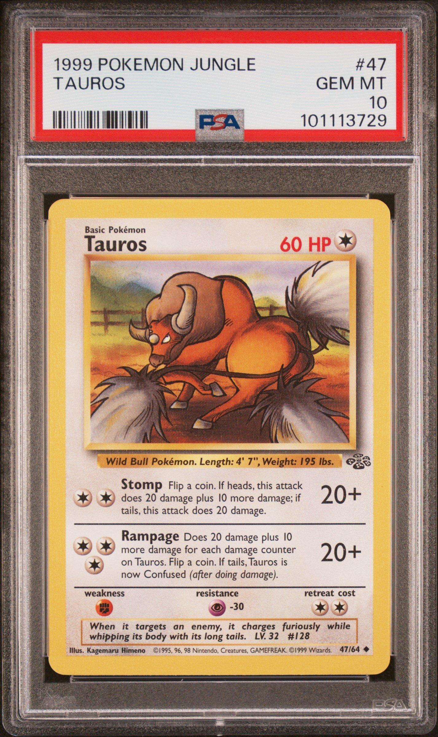 1999 Pokemon Jungle 47 Tauros PSA