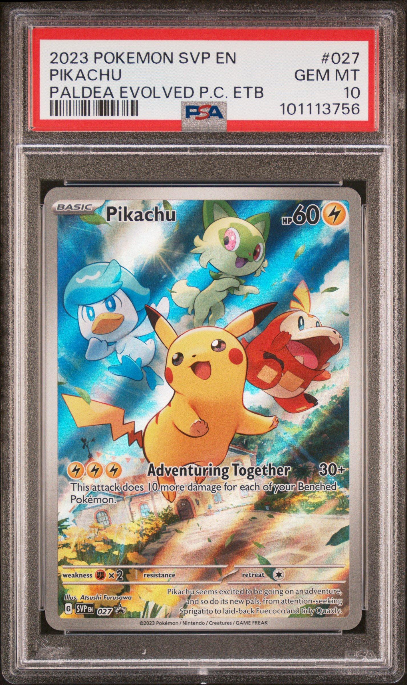 2023 Pokemon Svp En-sv Black Star Promo 027 Pikachu Paldea Evolved Pokemon Center Elite Trainer Box PSA