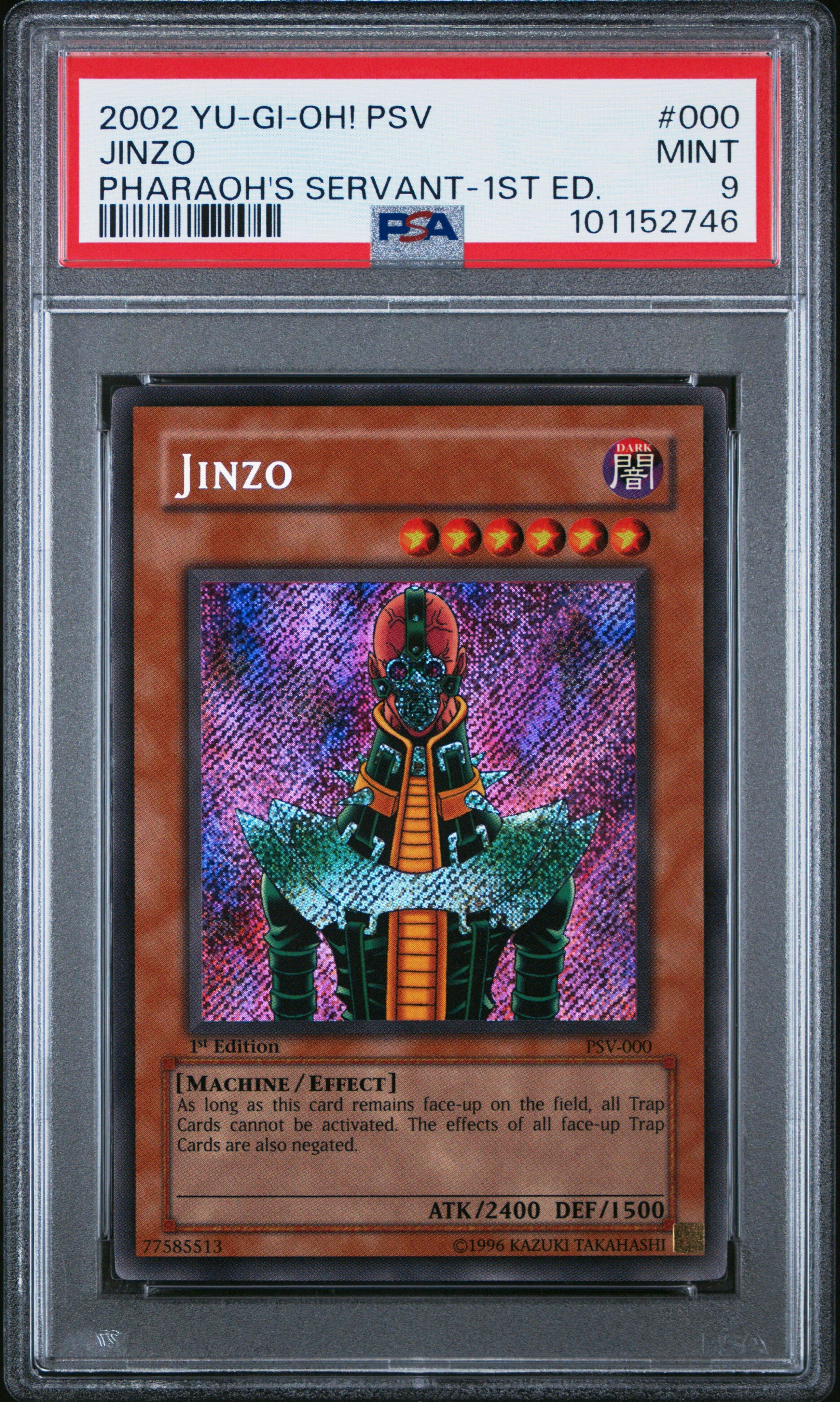 2002 Yu-gi-oh! Psv-pharaoh's Servant 000 Jinzo 1st Edition PSA