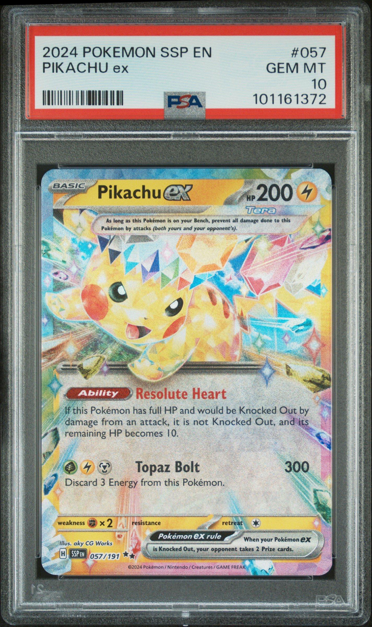 2024 Pokemon Ssp En-surging Sparks 057 Pikachu Ex PSA 10 Graded