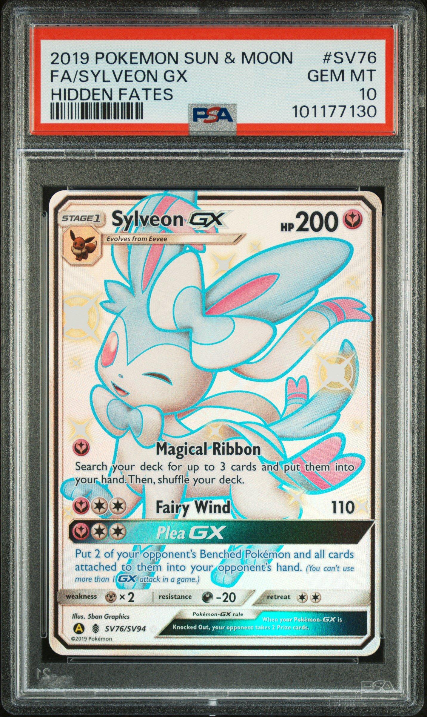 2019 Pokemon Sun & Moon Hidden Fates Sv76 Full Art/sylveon Gx PSA