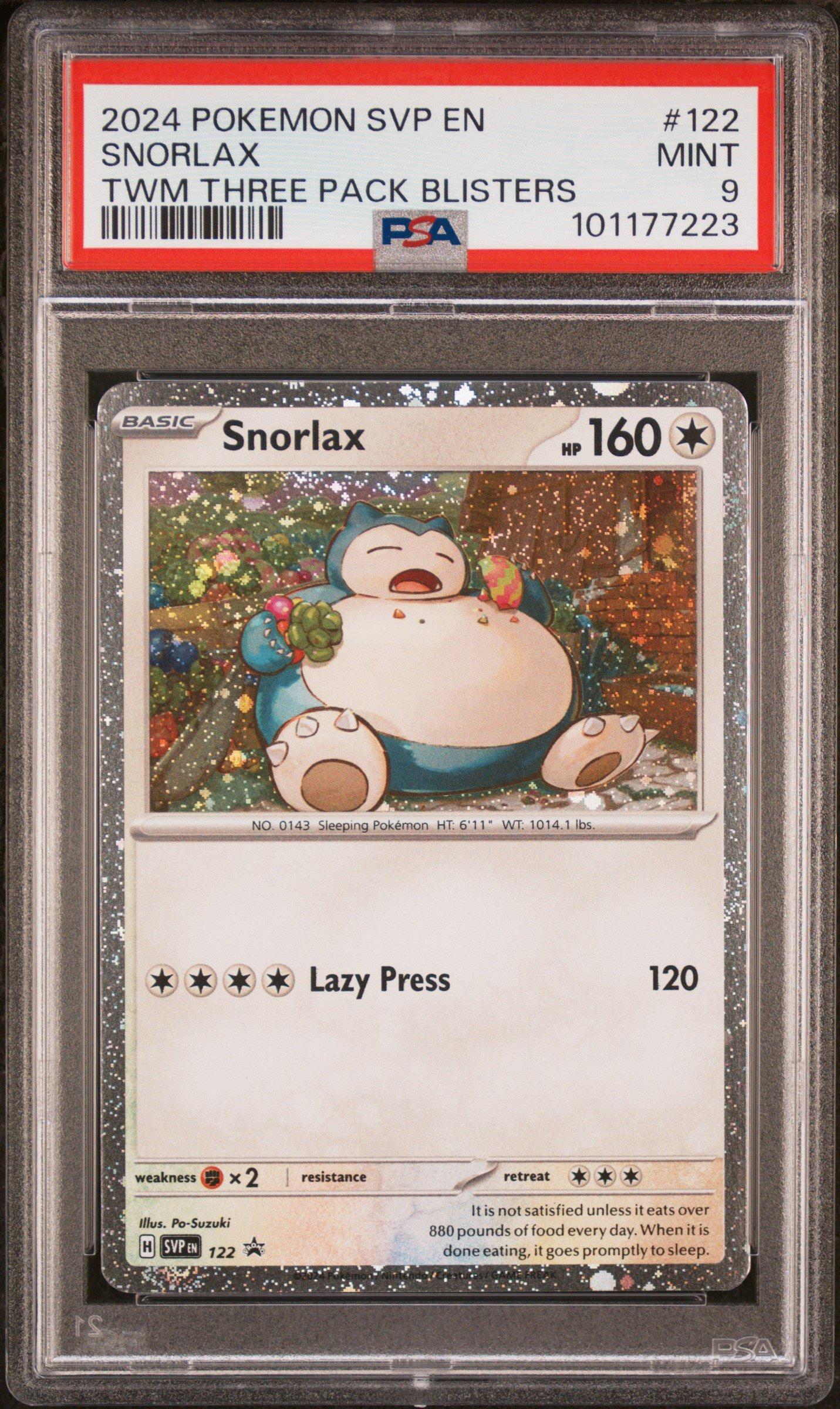 2024 Pokemon Svp En-sv Black Star Promo 122 Snorlax Twilight Masquerade Three Pack Blisters PSA 9