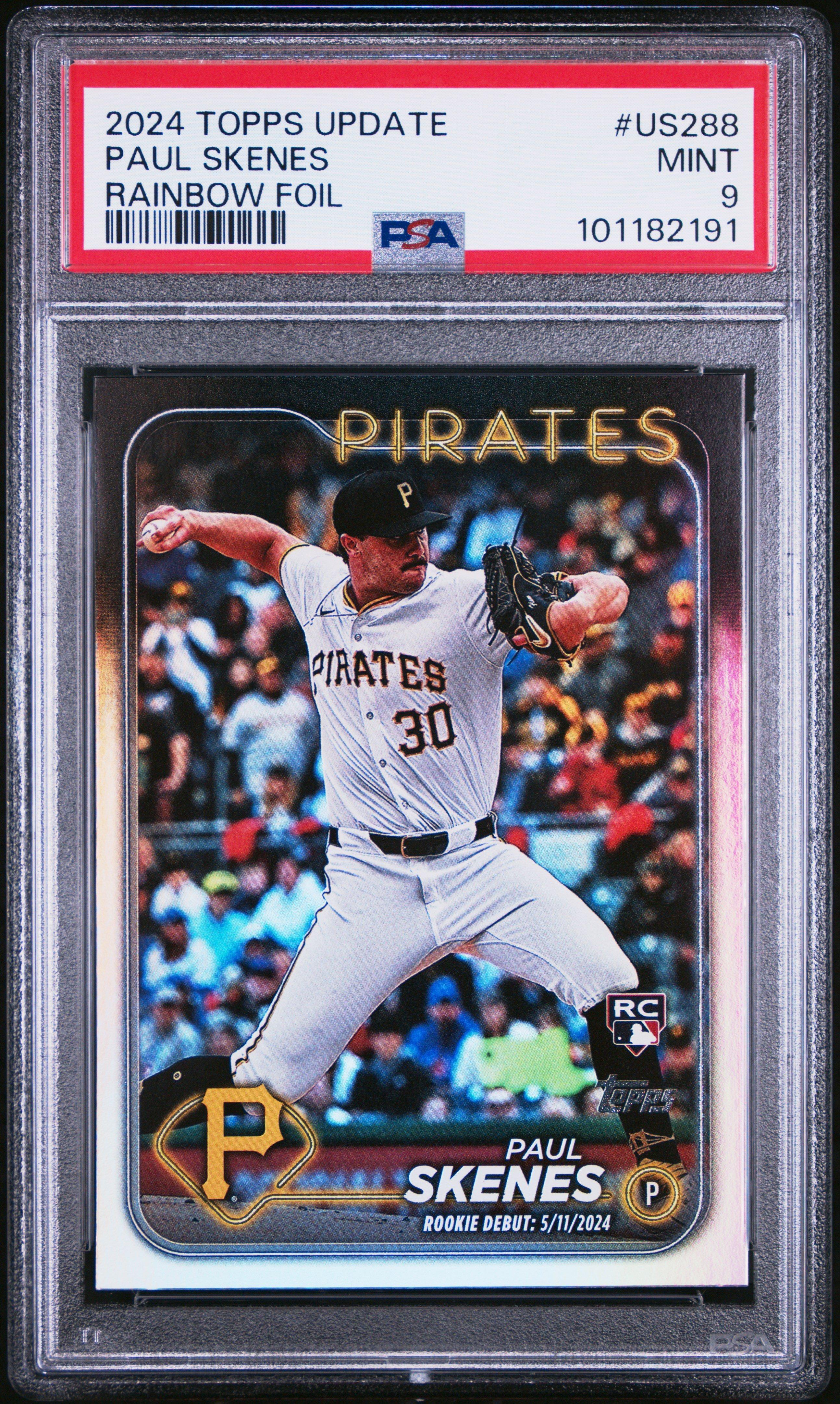 2024 Topps Update Us288 Paul Skenes Rainbow Foil PSA 9
