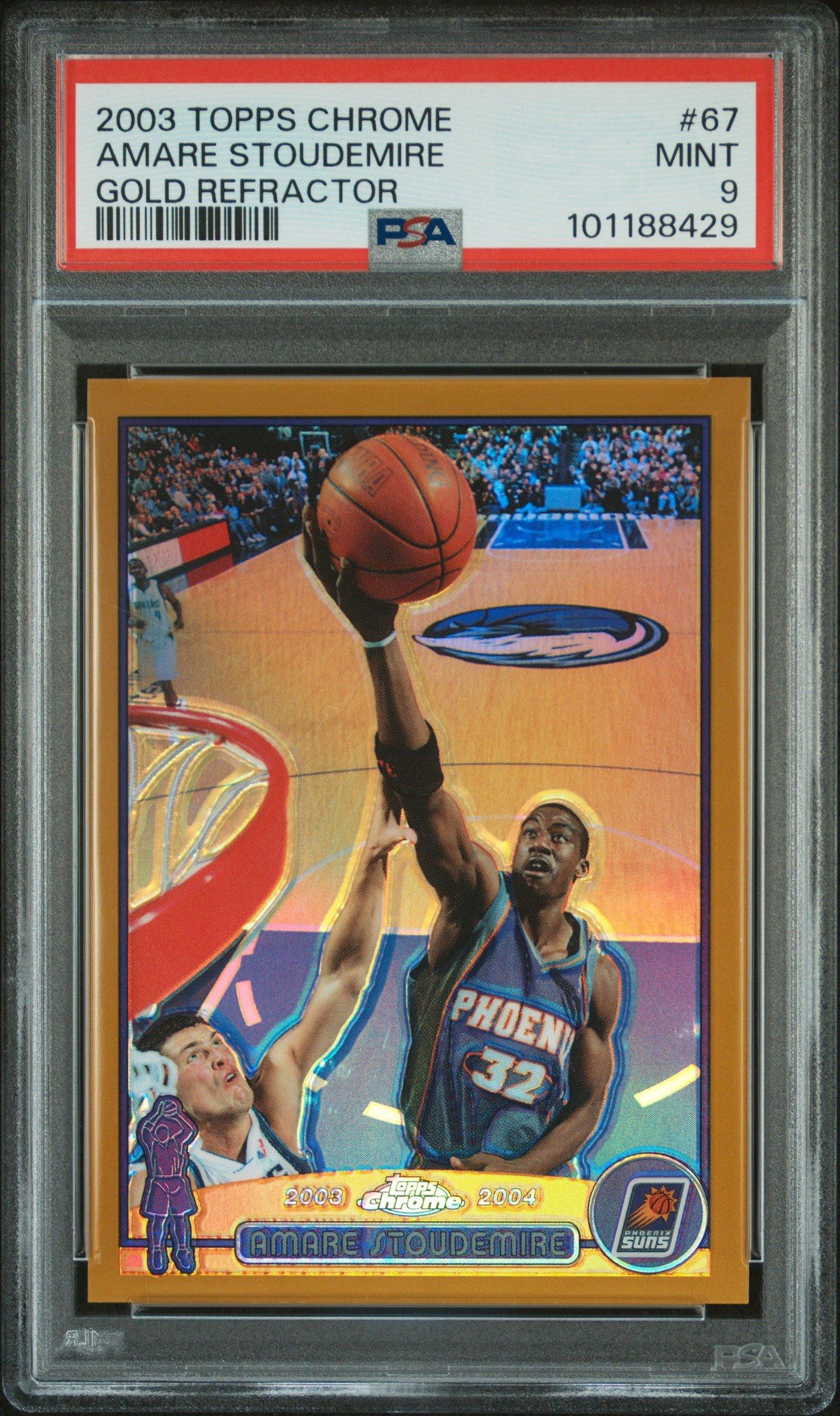 2003 Topps Chrome 67 Amare Stoudemire Gold Refractor PSA 9