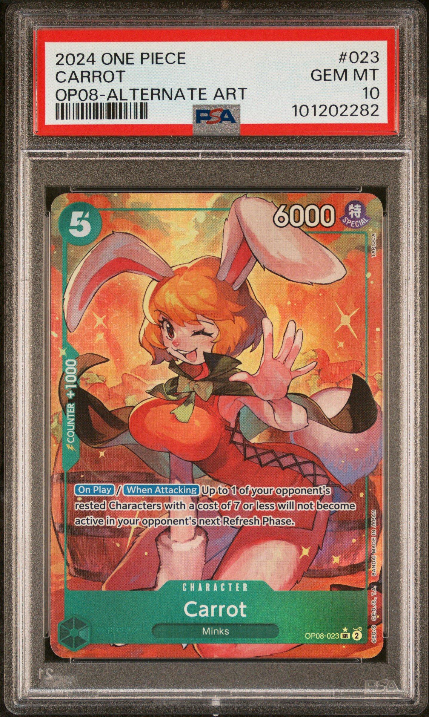 2024 One Piece Op08-two Legends 023 Carrot Alternate Art PSA 10