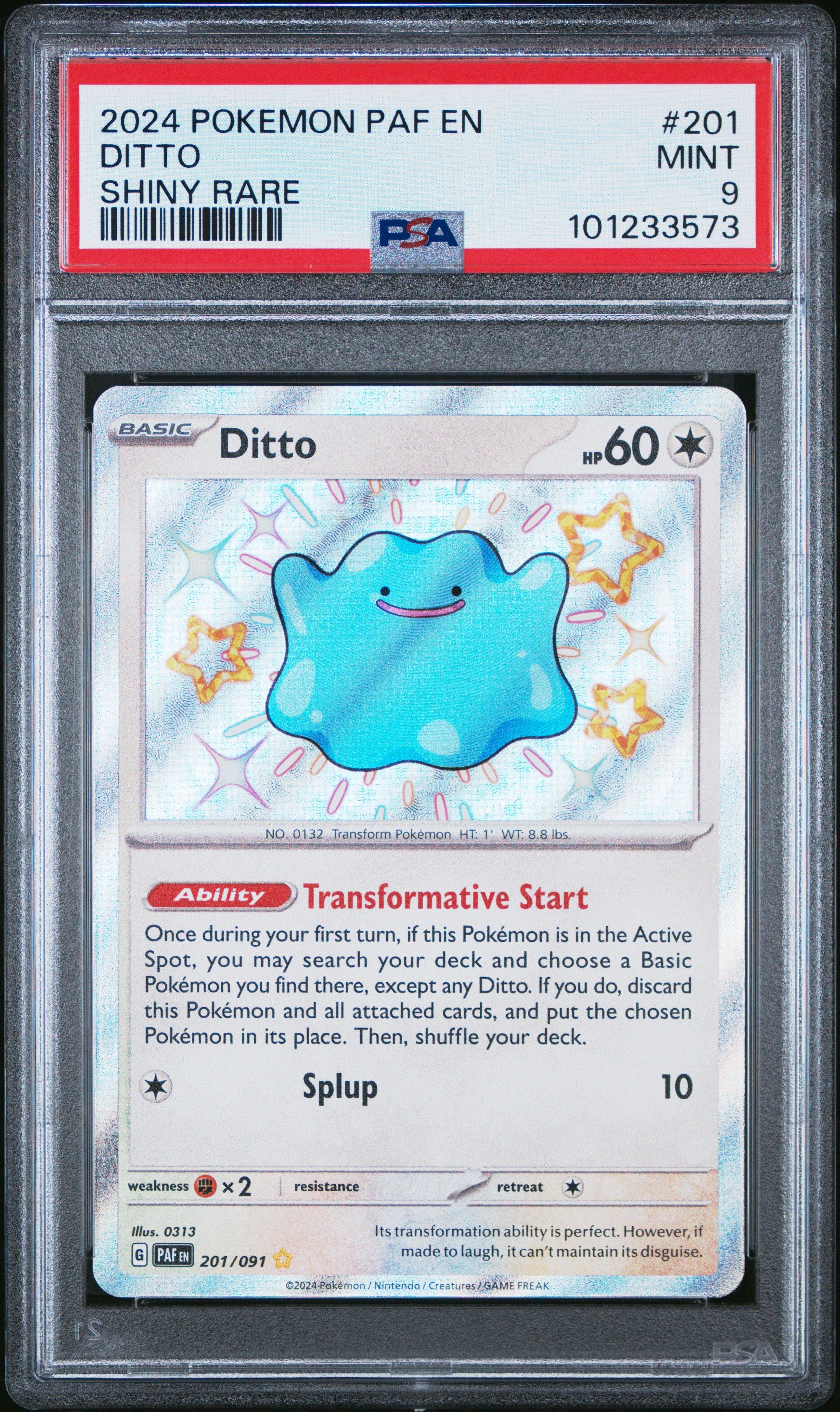 2024 Pokemon Paf En-paldean Fates 201 Ditto Shiny Rare PSA