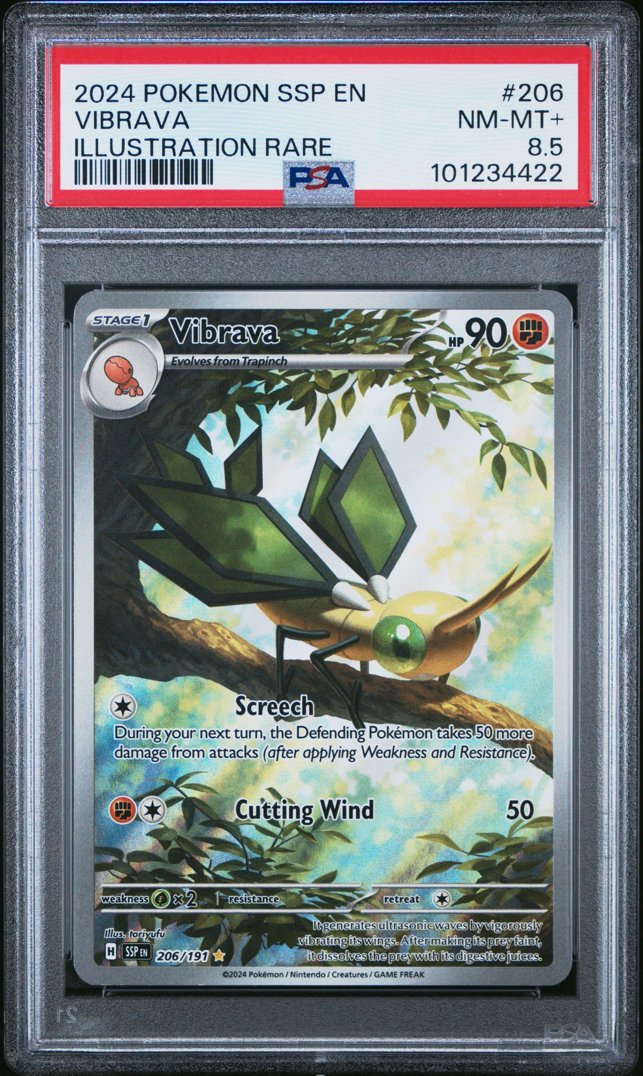 2024 Pokemon Ssp En-surging Sparks 206 Vibrava Illustration Rare PSA NM-MT+ 8.5