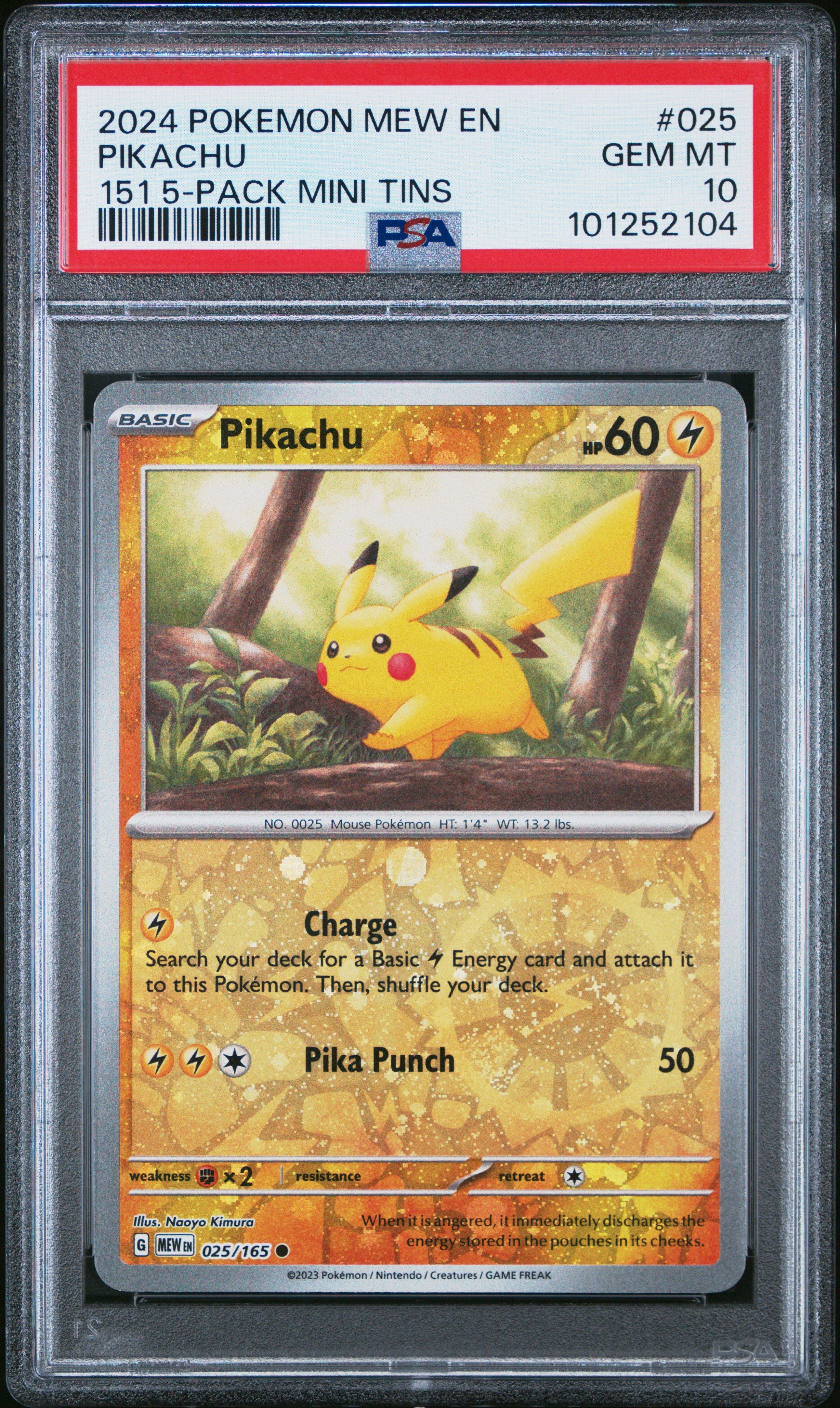 2024 Pokemon Mew En-151 025 Pikachu 151 5-pack Mini Tins PSA
