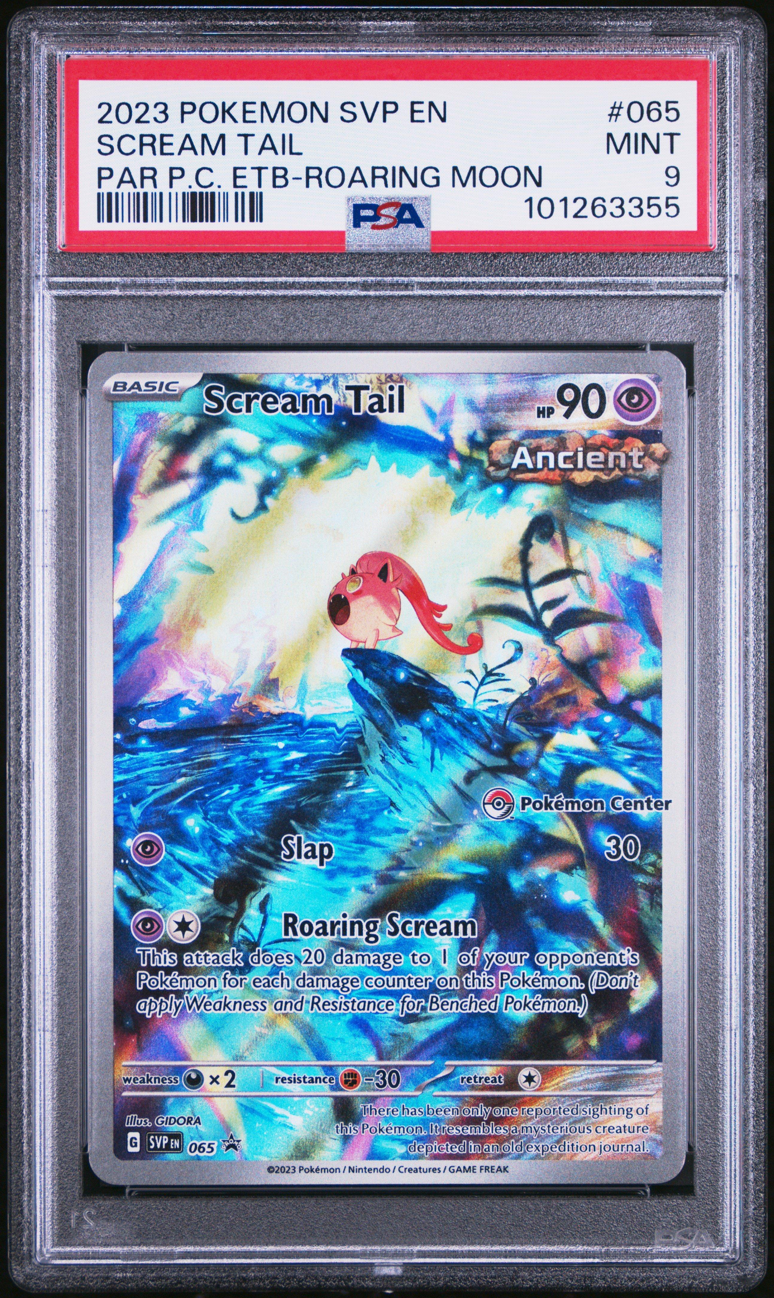 2023 Pokemon Svp En-sv Black Star Promo 065 Scream Tail Paradox Rift Pokemon Center Elite Trainer Box-roaring Moon PSA
