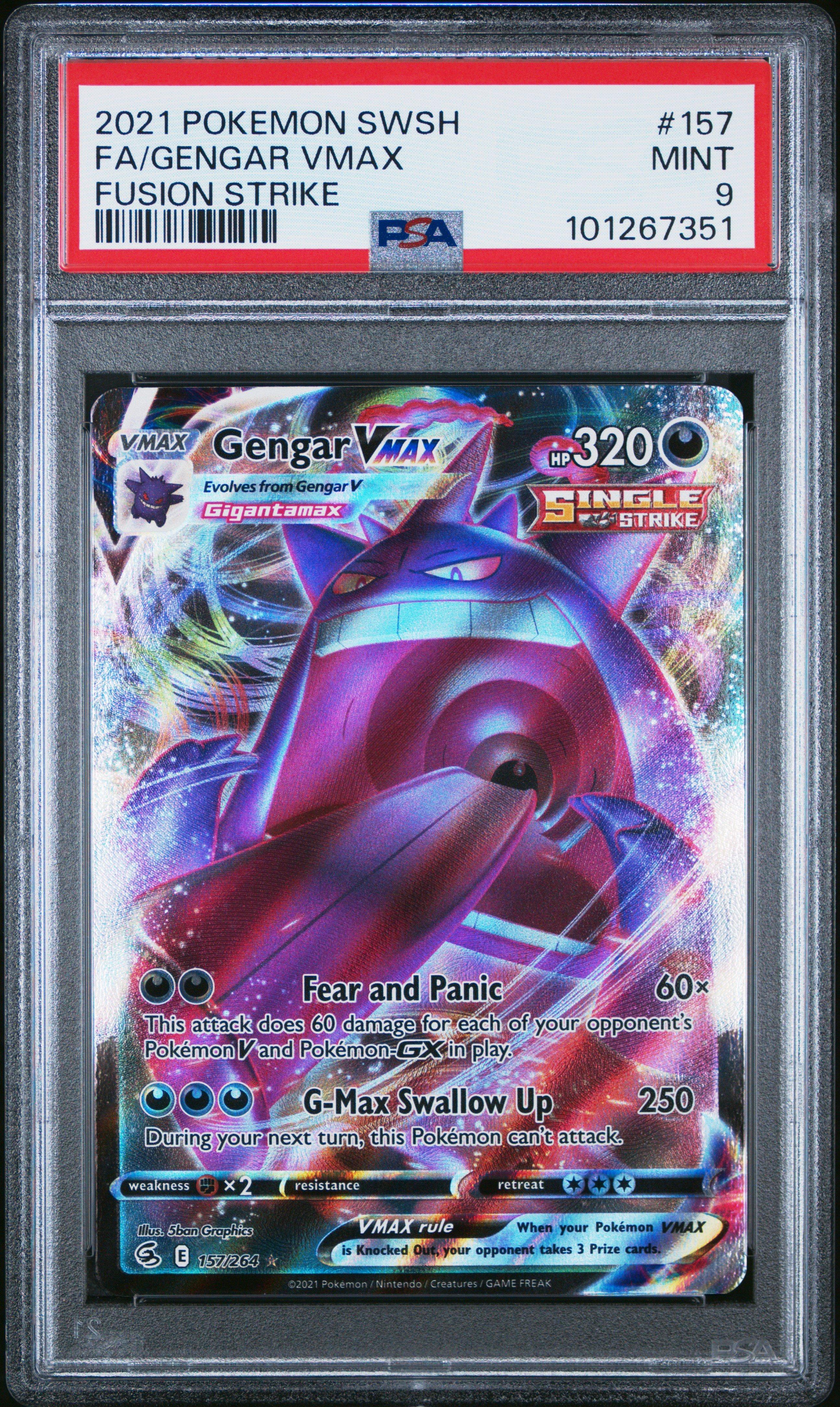 2021 Pokemon Sword & Shield Fusion Strike 157 Full Art/gengar Vmax