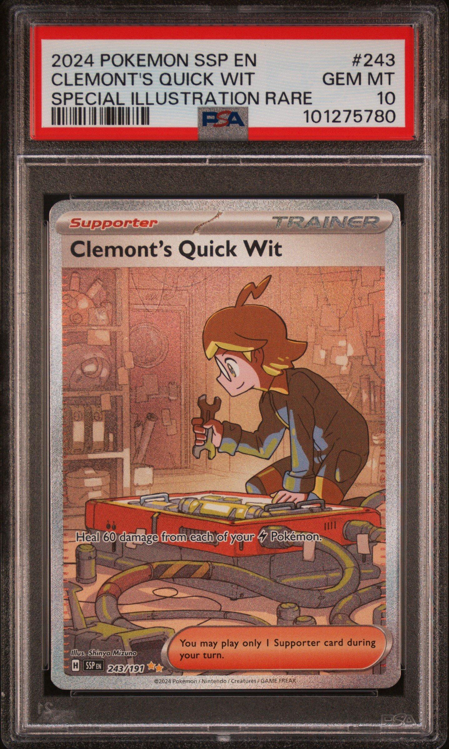 2024 Pokemon Ssp En-surging Sparks 243 Clemont's Quick Wit Special Illustration Rare PSA