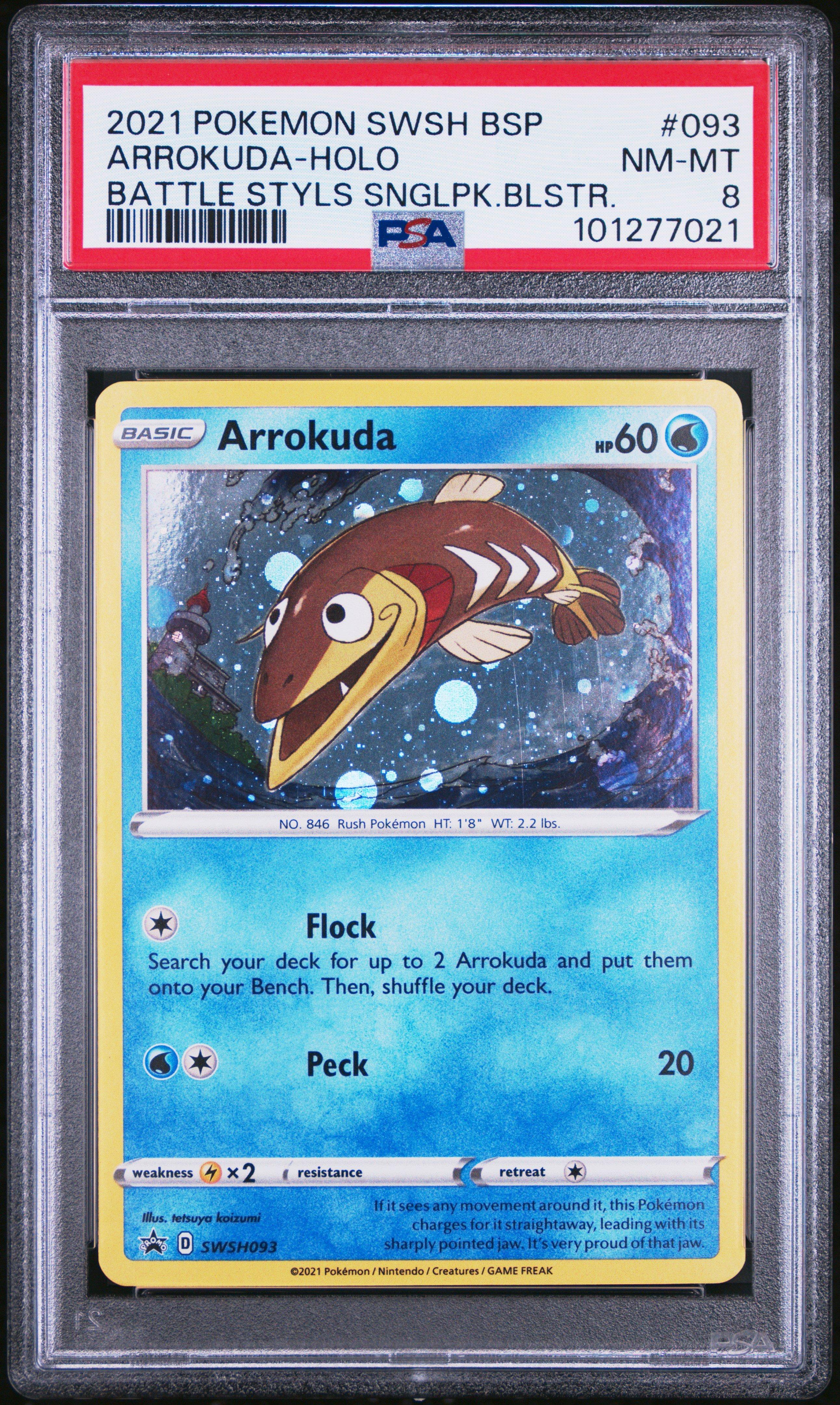 2021 Pokemon Swsh Black Star Promo 093 Arrokuda-holo Battle Styles Single Pack Blister PSA 8