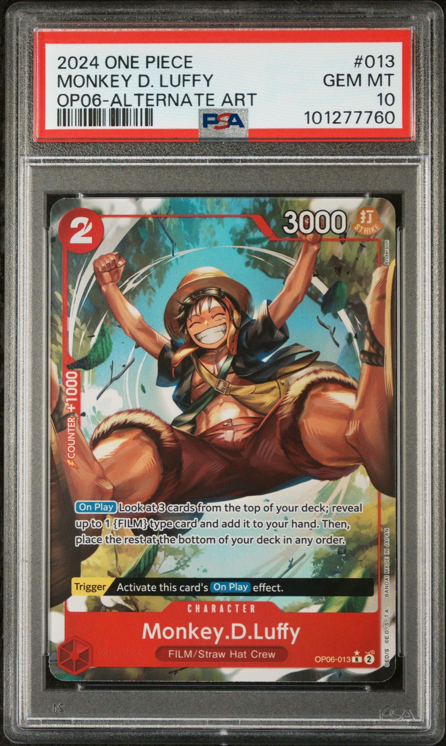 2024 One Piece Op06-wings Of The Captain 013 Monkey D. Luffy Alternate Art PSA 10
