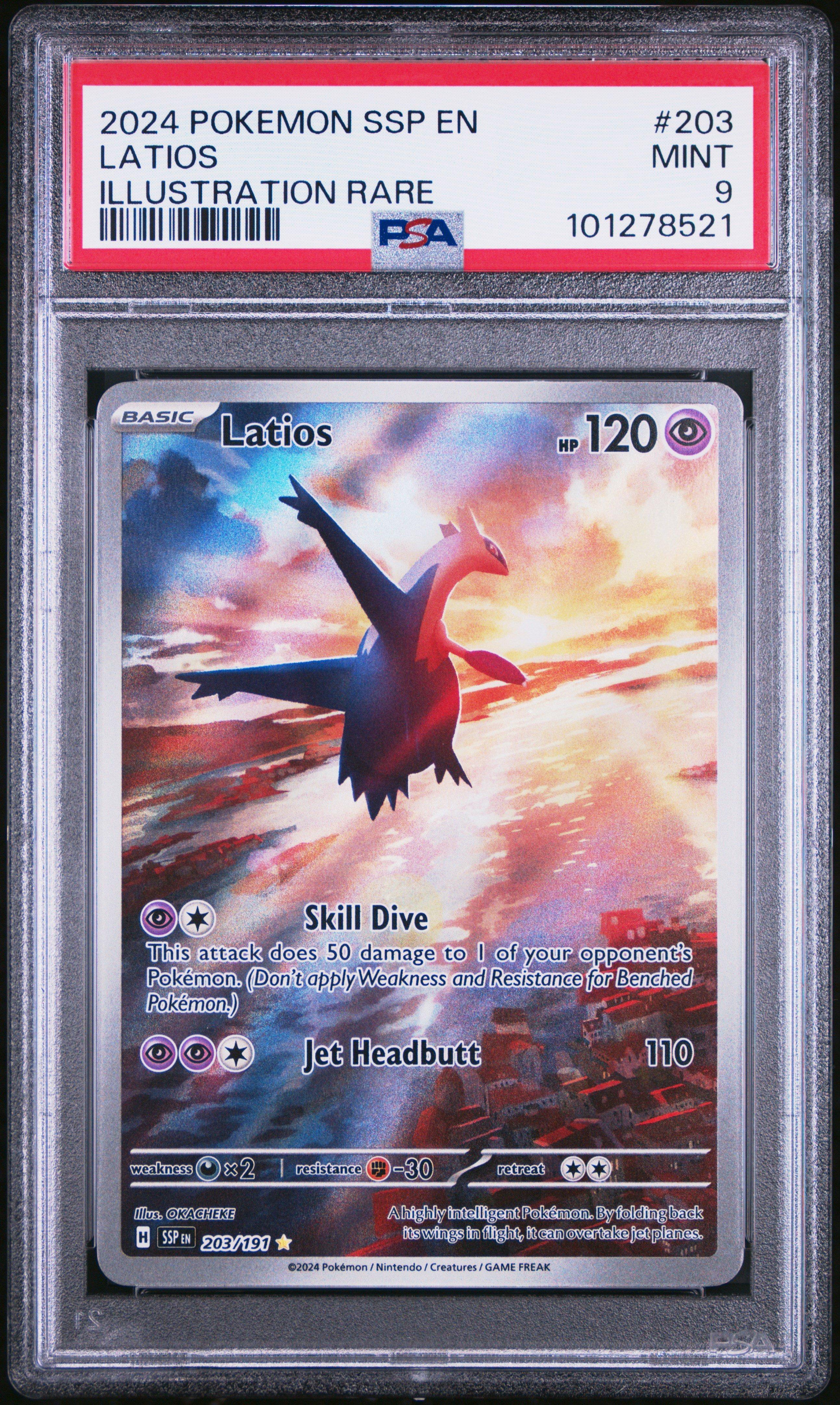 2024 Pokemon Ssp En-surging Sparks 203 Latios Illustration Rare PSA