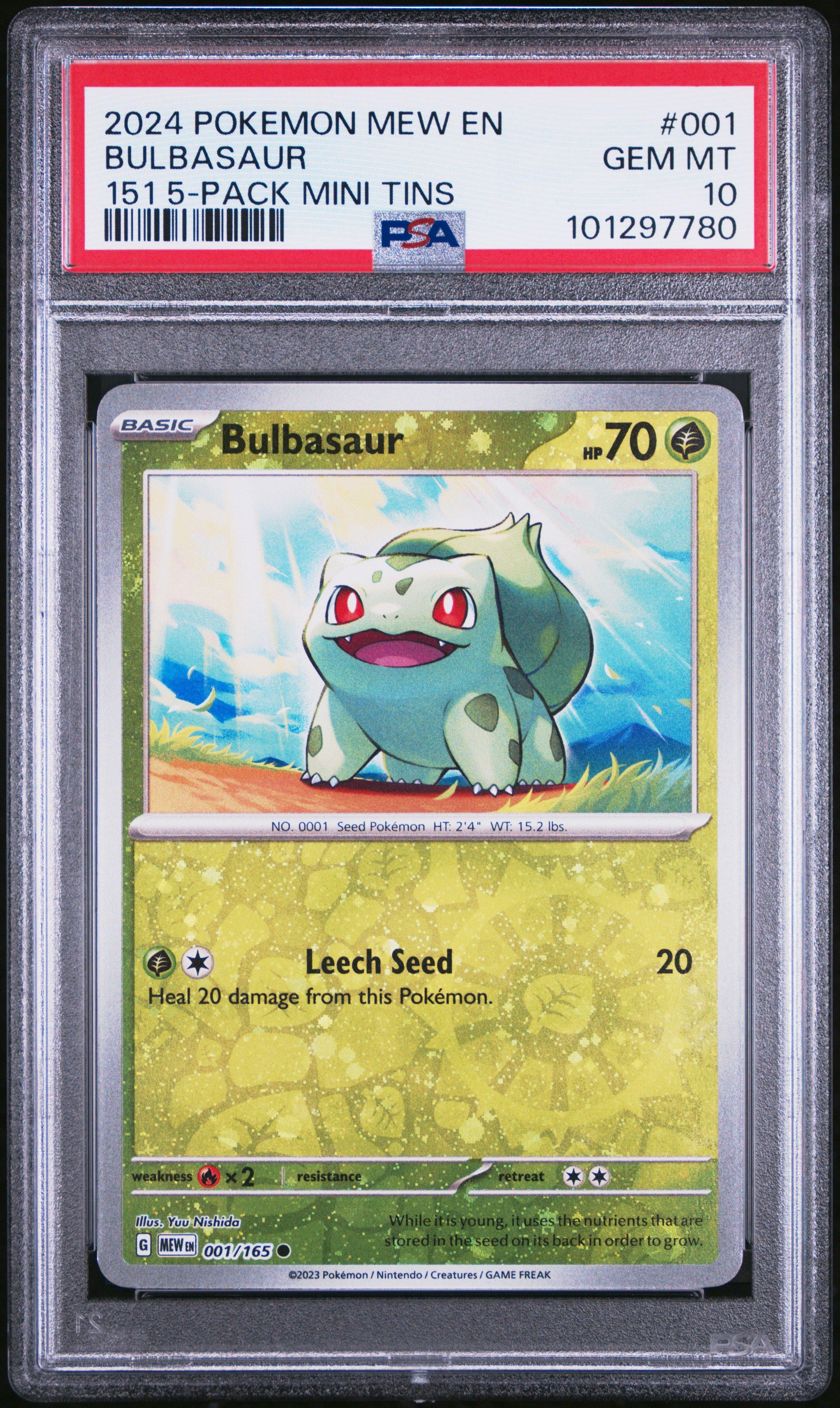 2024 Pokemon Mew En-151 001 Bulbasaur 151 5-pack Mini Tins PSA 10 Graded  Card | GameStop