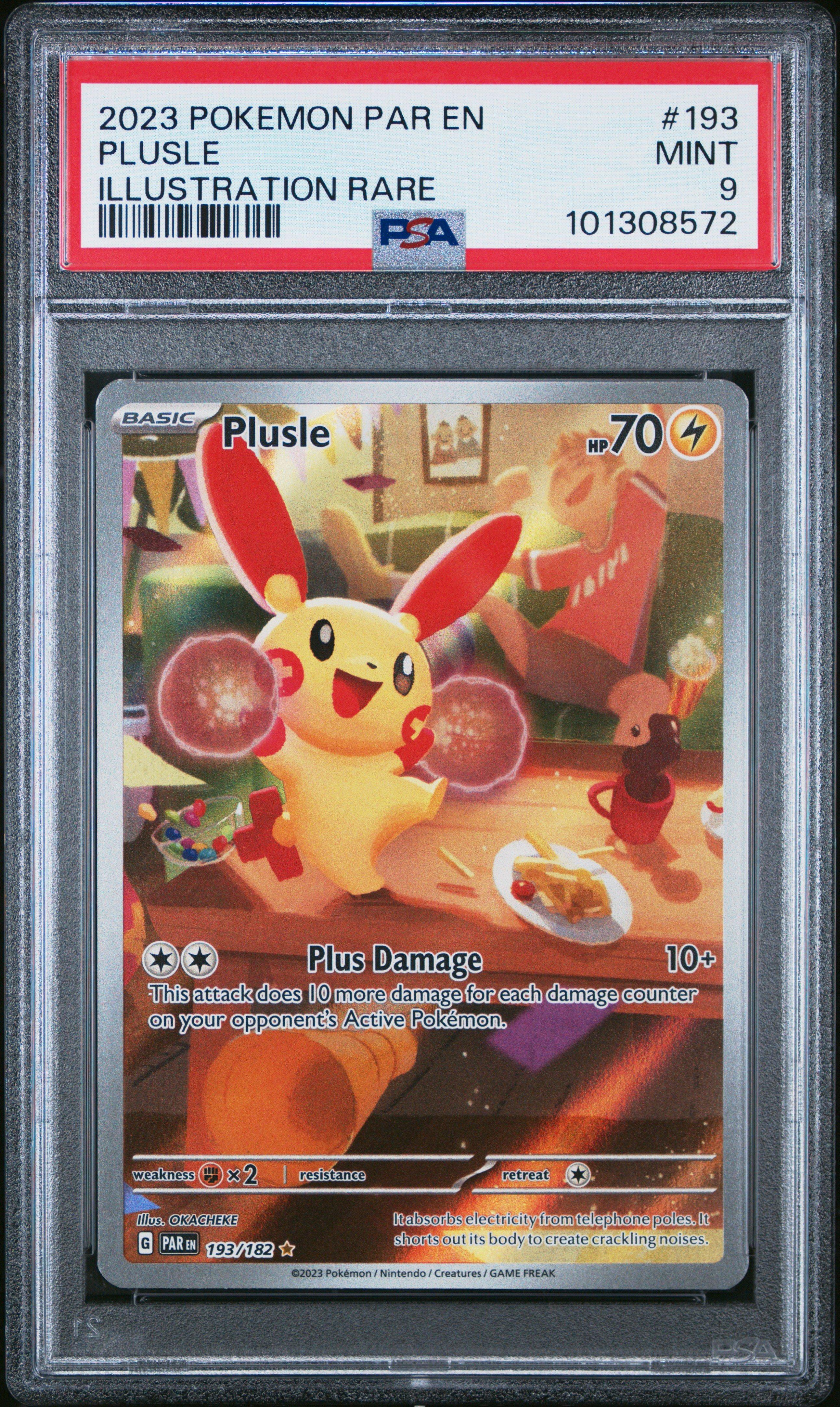 2023 Pokemon Par En-paradox Rift 193 Plusle Illustration Rare PSA