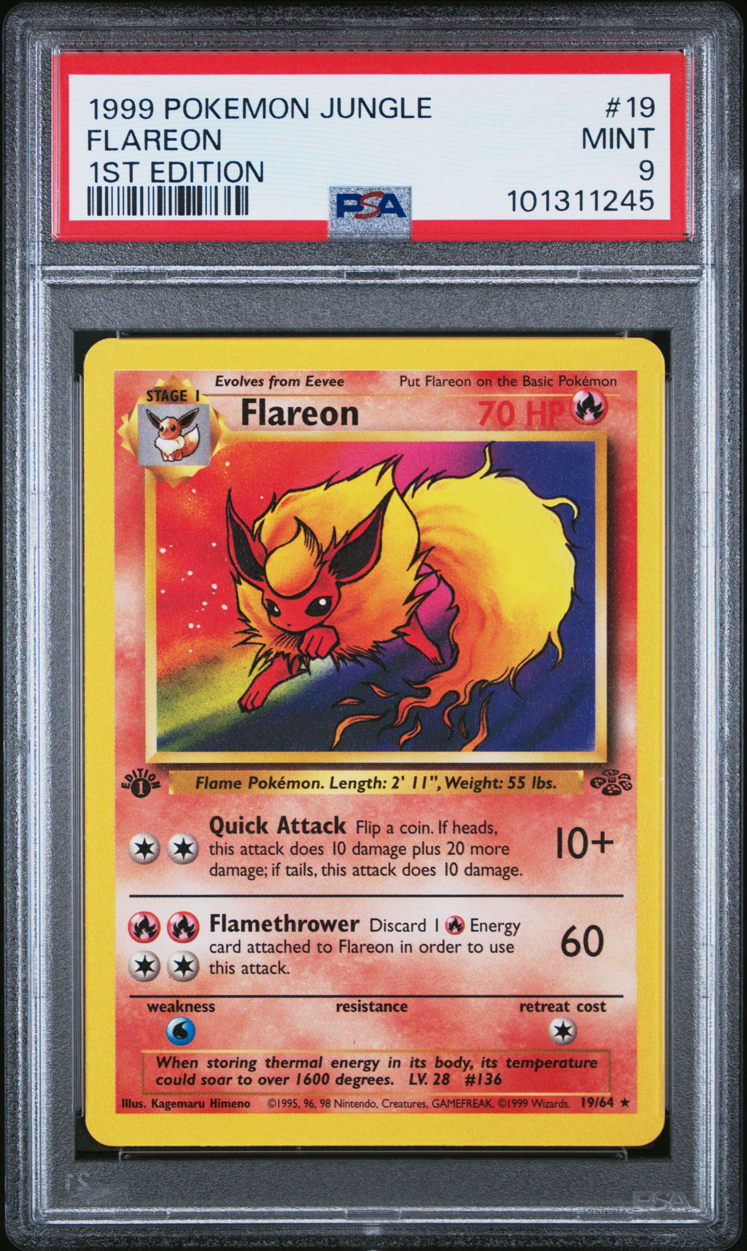1999 Pokemon Jungle 19 Flareon 1st Edition PSA
