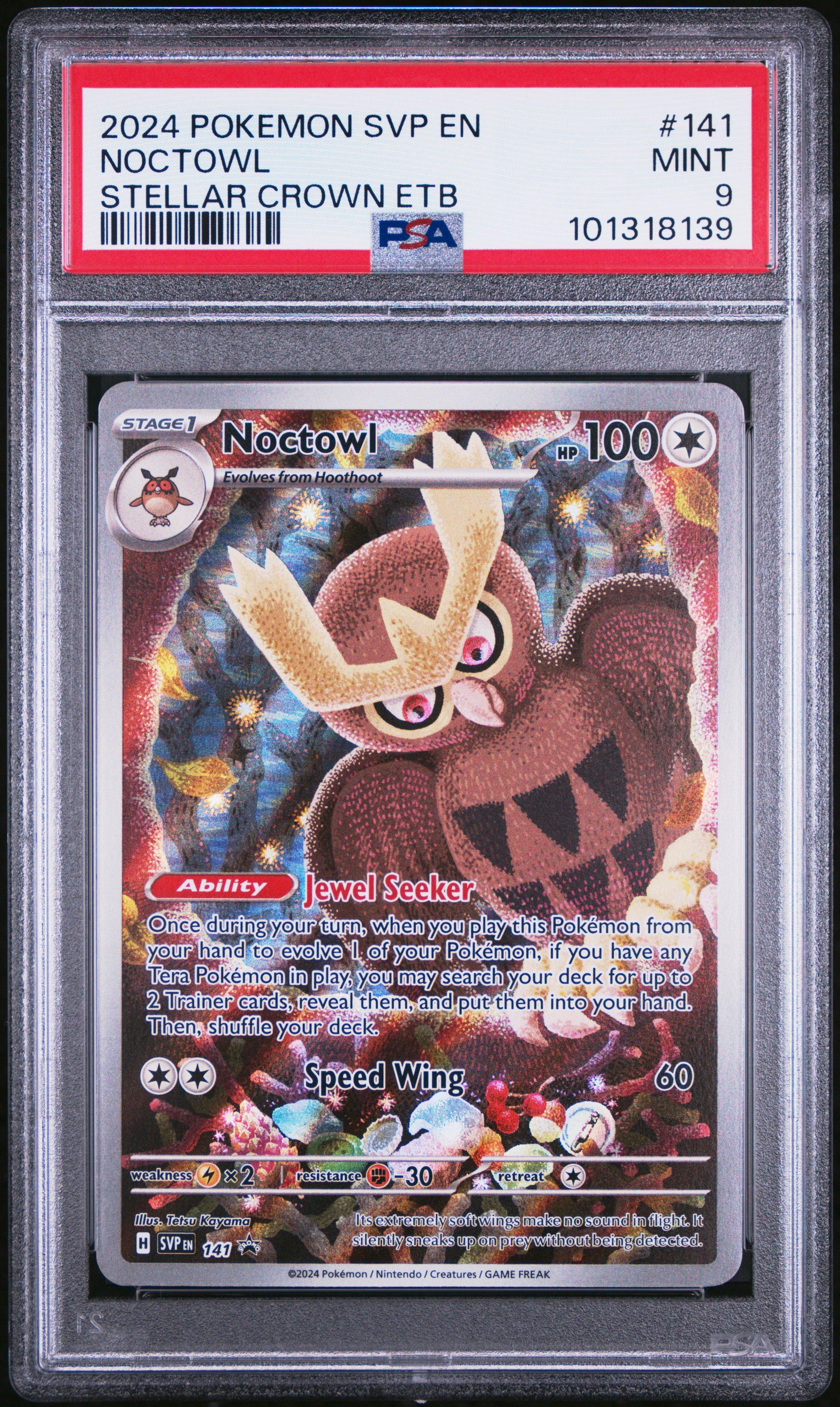 2024 Pokemon Svp En-sv Black Star Promo 141 Noctowl Stellar Crown Elite  Trainer Box PSA 9 Graded Card | GameStop