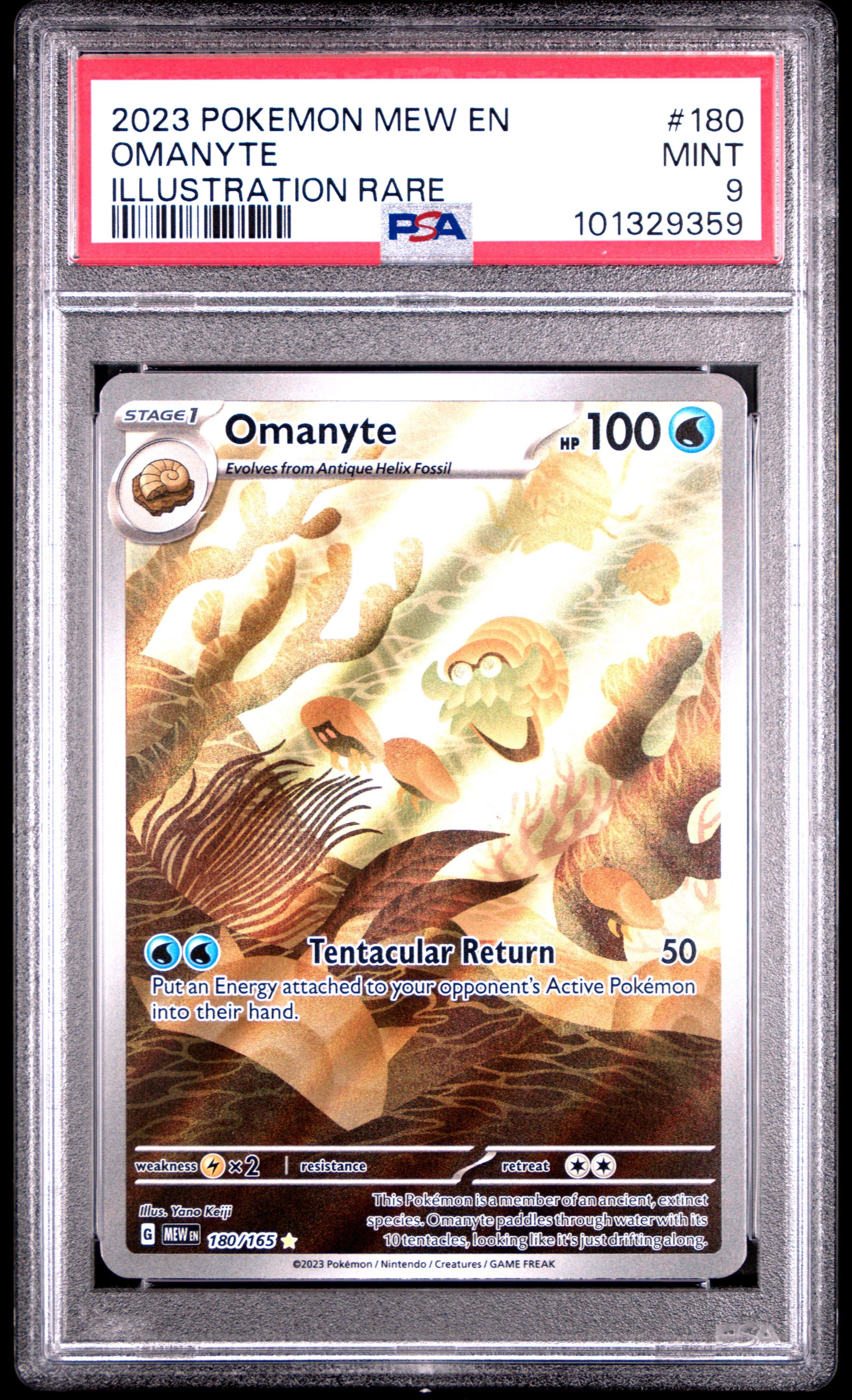 2023 Pokemon Mew En-151 180 Omanyte Illustration Rare PSA 9 Graded