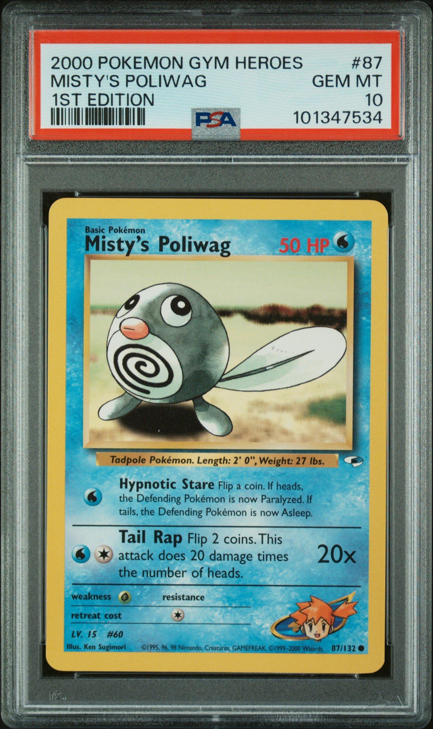 2000 Pokemon Gym Heroes 87 Misty's Poliwag 1st Edition PSA 10