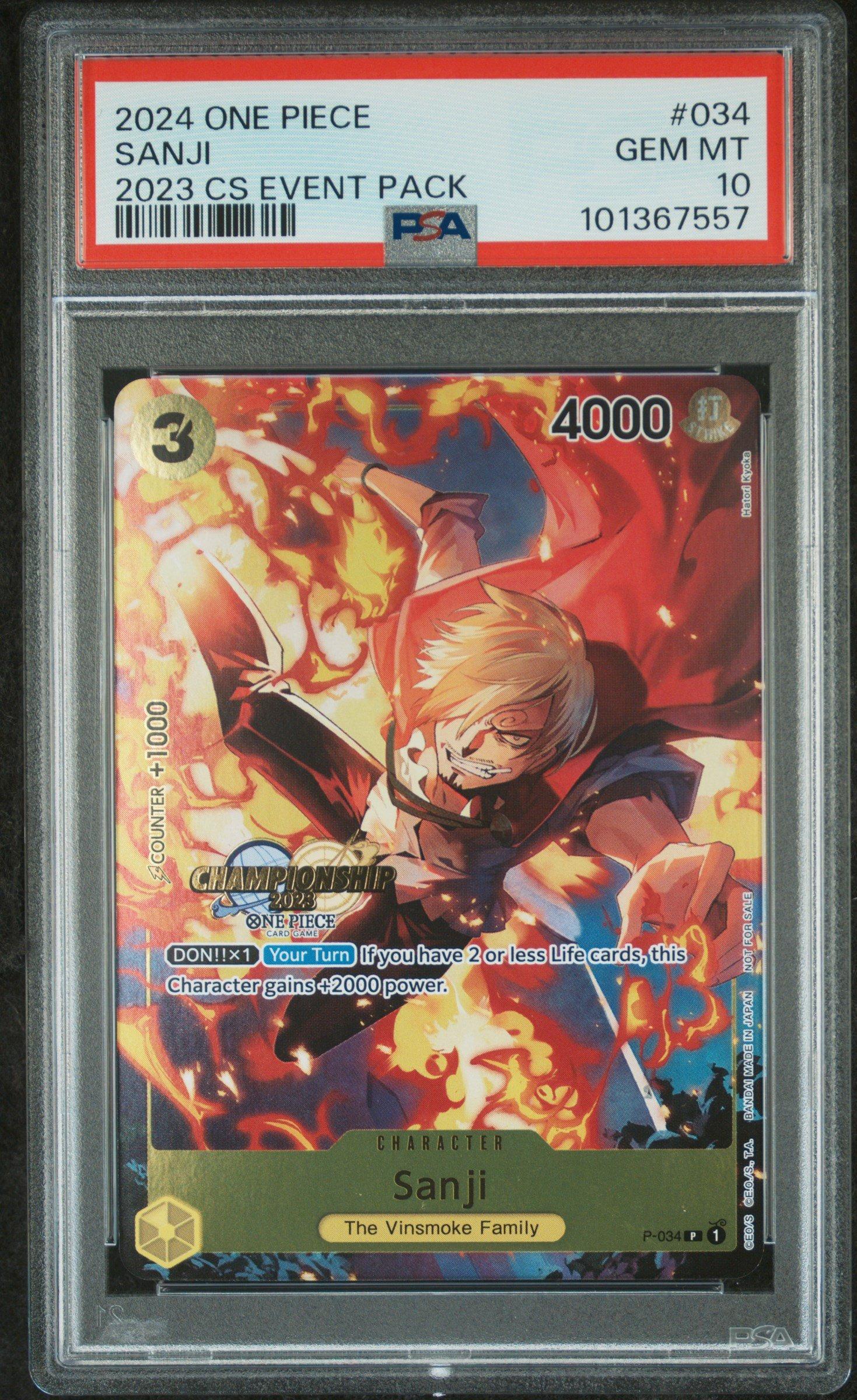 2024 One Piece Championship 2023 Event Pack 034 Sanji PSA 10
