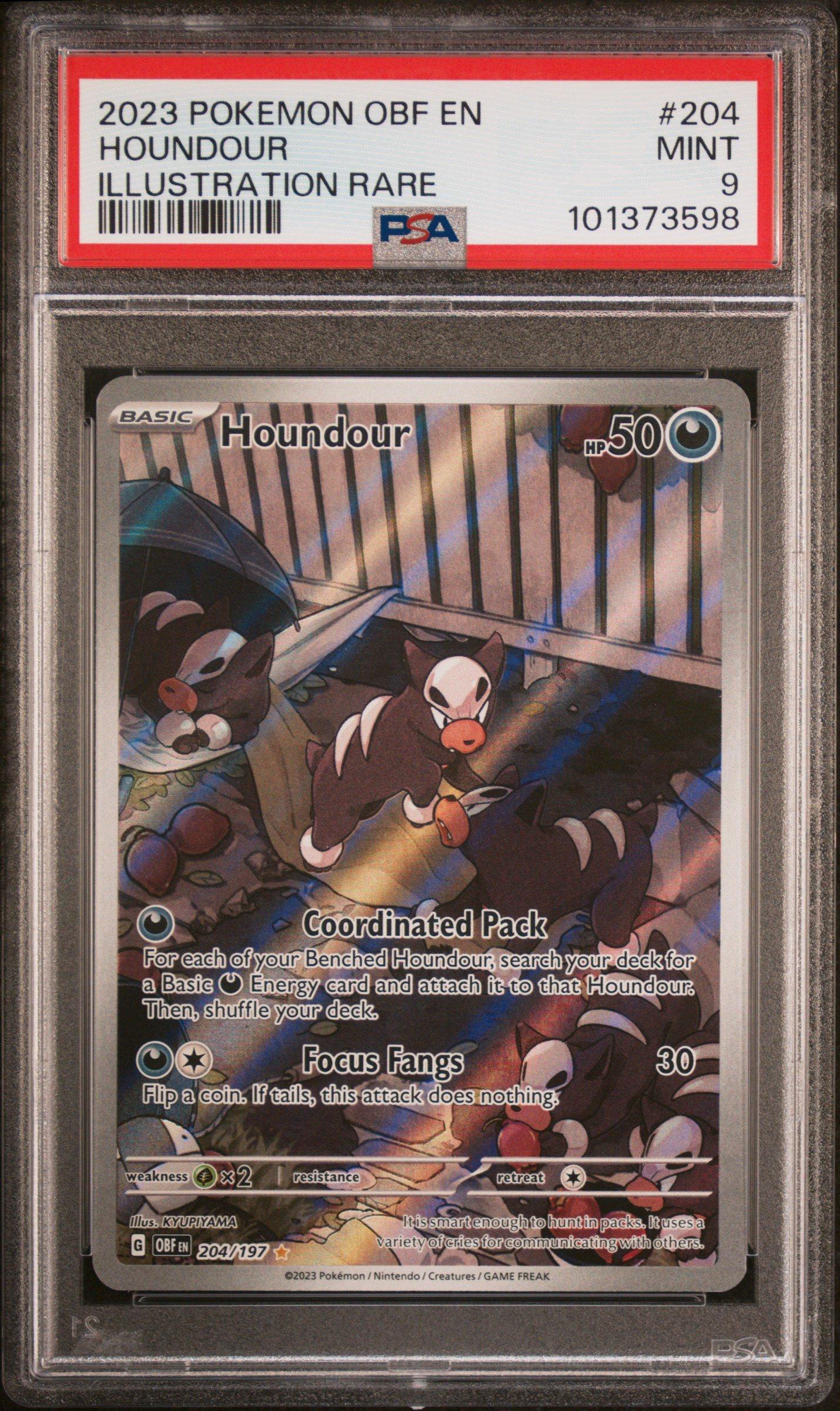 2023 Pokemon Obf En-obsidian Flames 204 Houndour Illustration Rare PSA