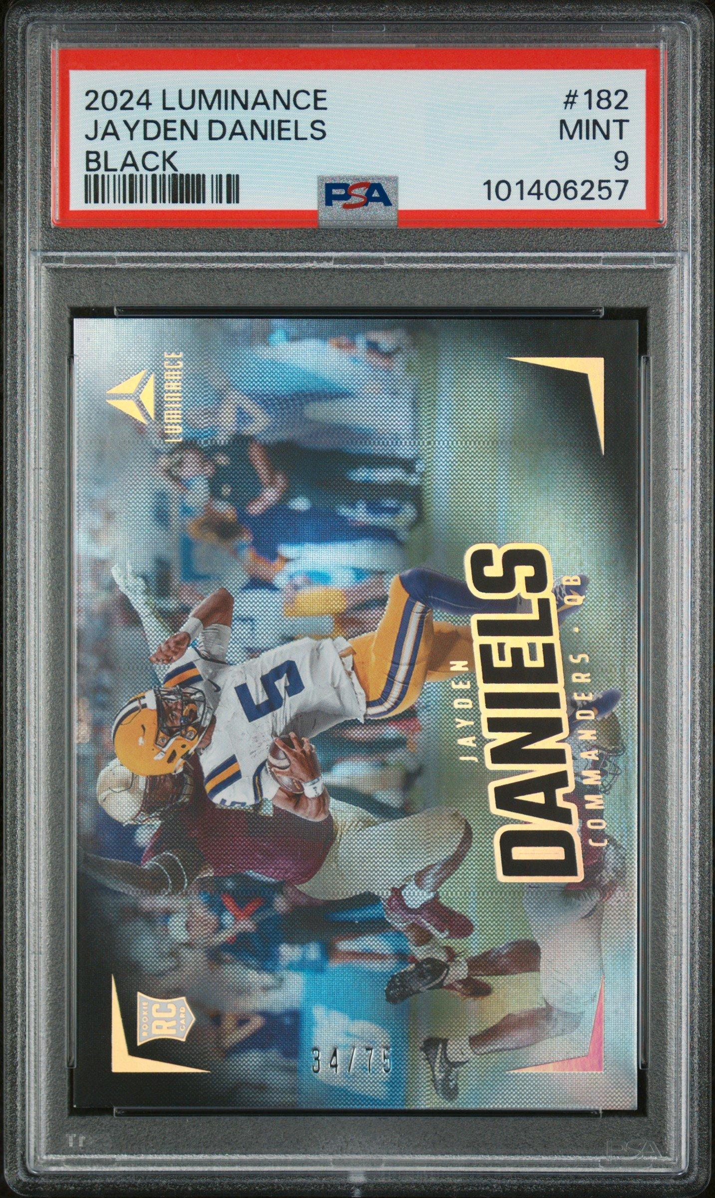 2024 Panini Luminance 182 Jayden Daniels Black PSA 9