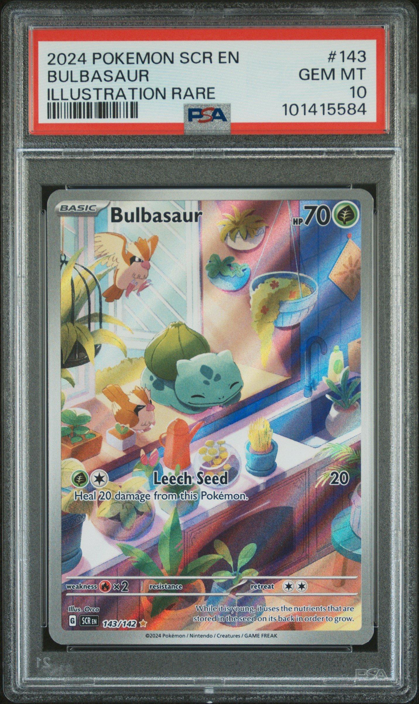 2024 Pokemon Scr En-stellar Crown 143 Bulbasaur Illustration Rare PSA ...