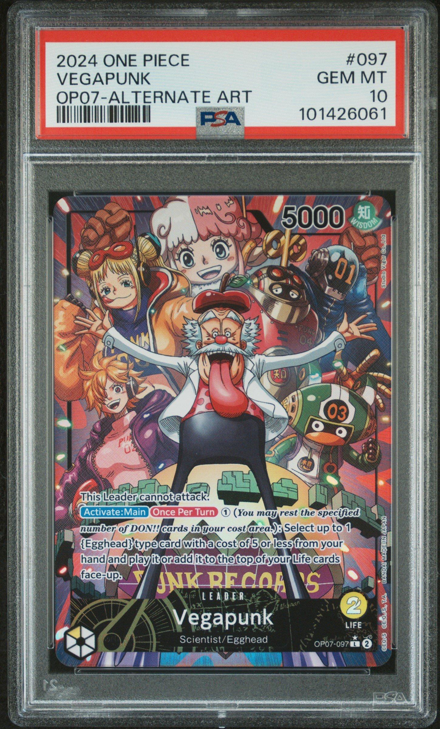 2024 One Piece Op07-500 Years In The Future 097 Vegapunk Alternate Art PSA 10