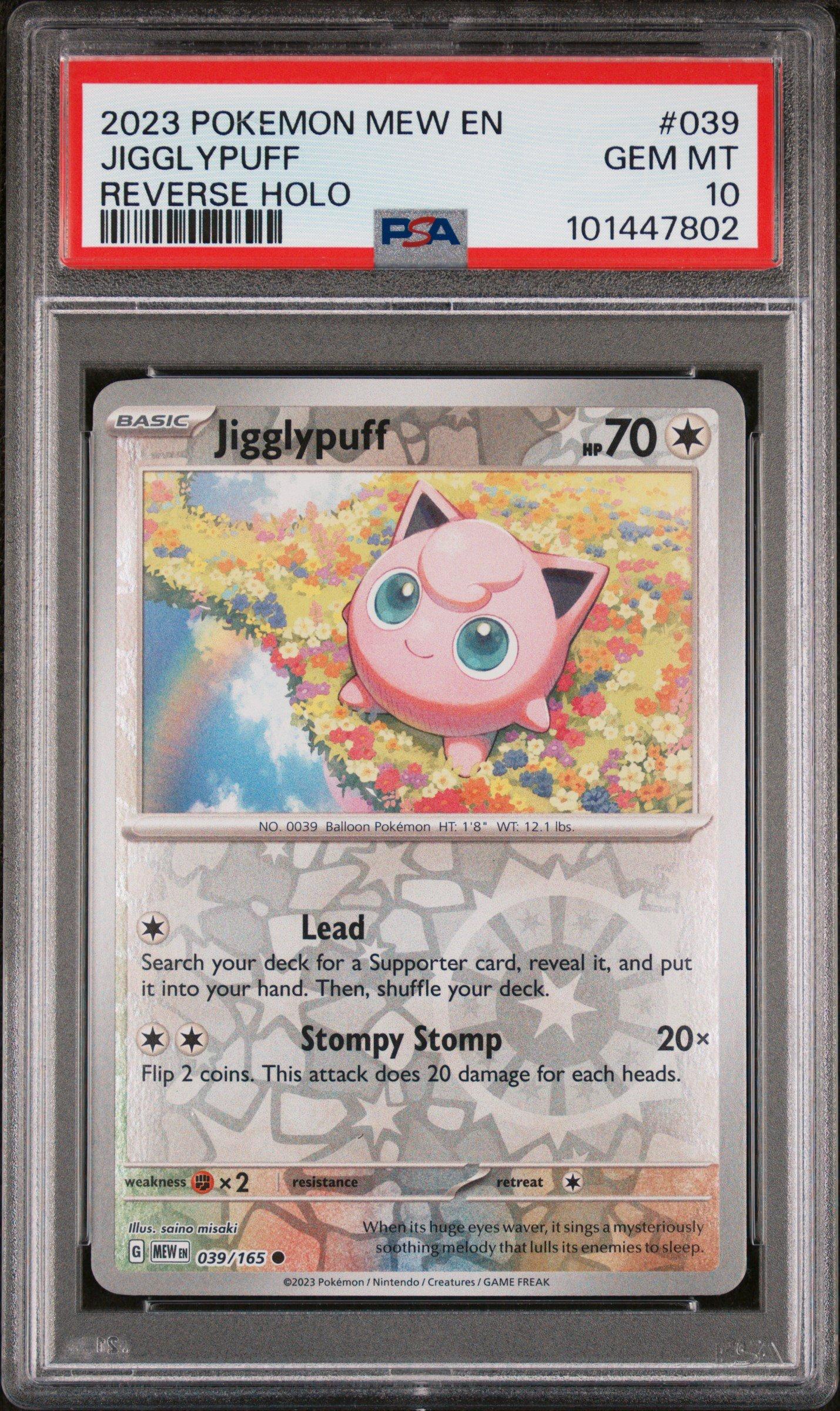 2023 Pokemon Mew En-151 039 Jigglypuff Reverse Holo PSA 10