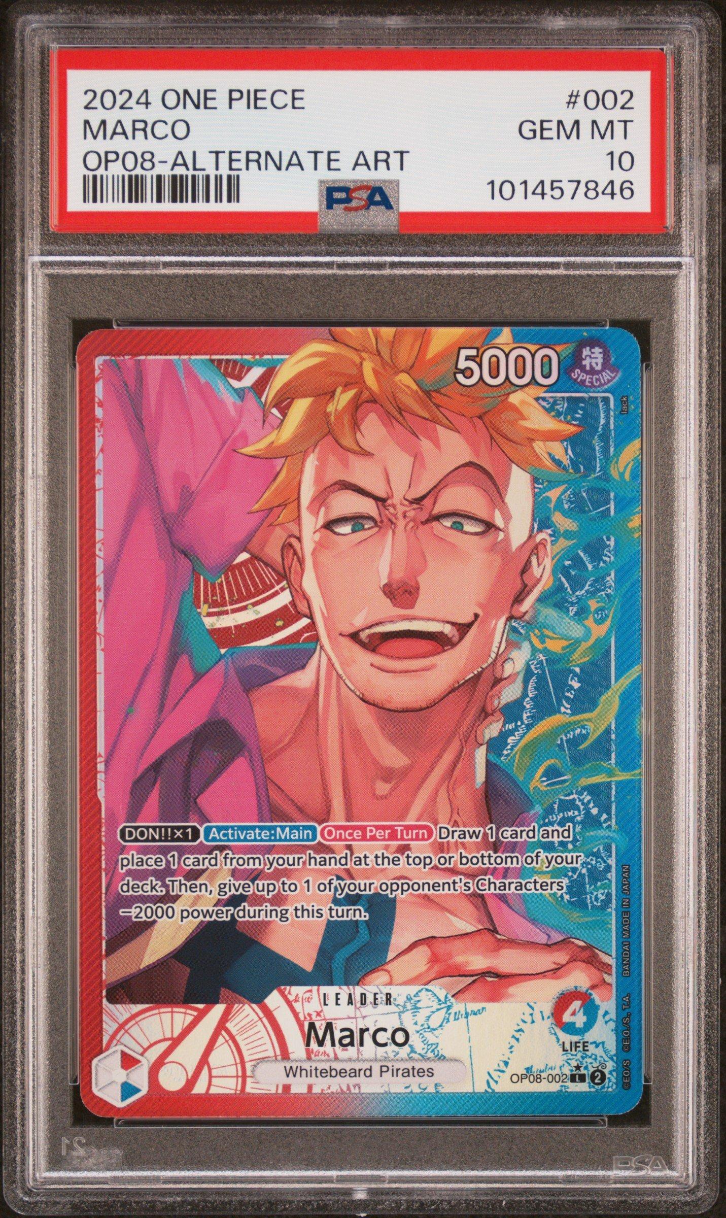 2024 One Piece Op08-two Legends 002 Marco Alternate Art PSA 10