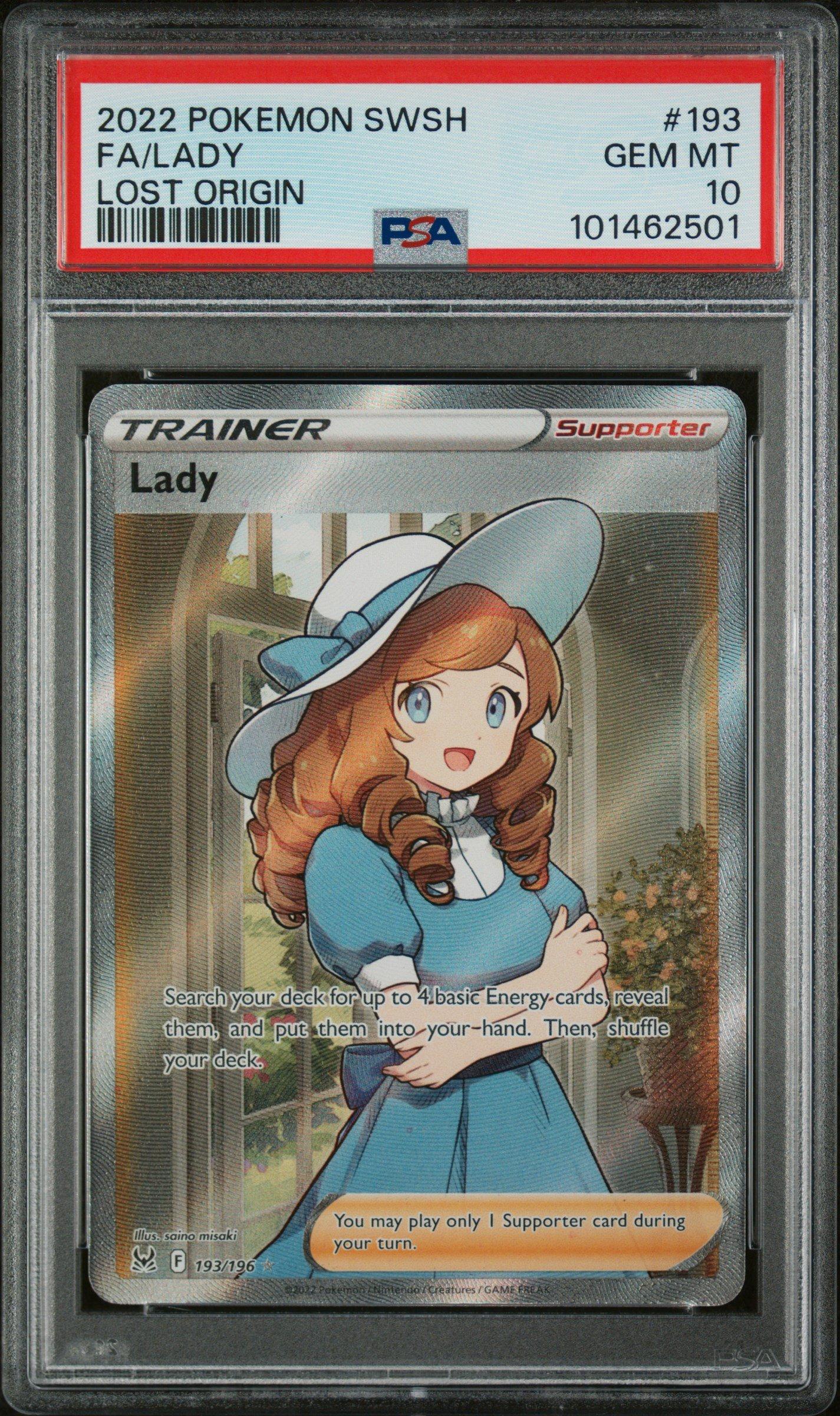 2022 Pokemon Sword & Shield Lost Origin 193 Full Art/lady PSA