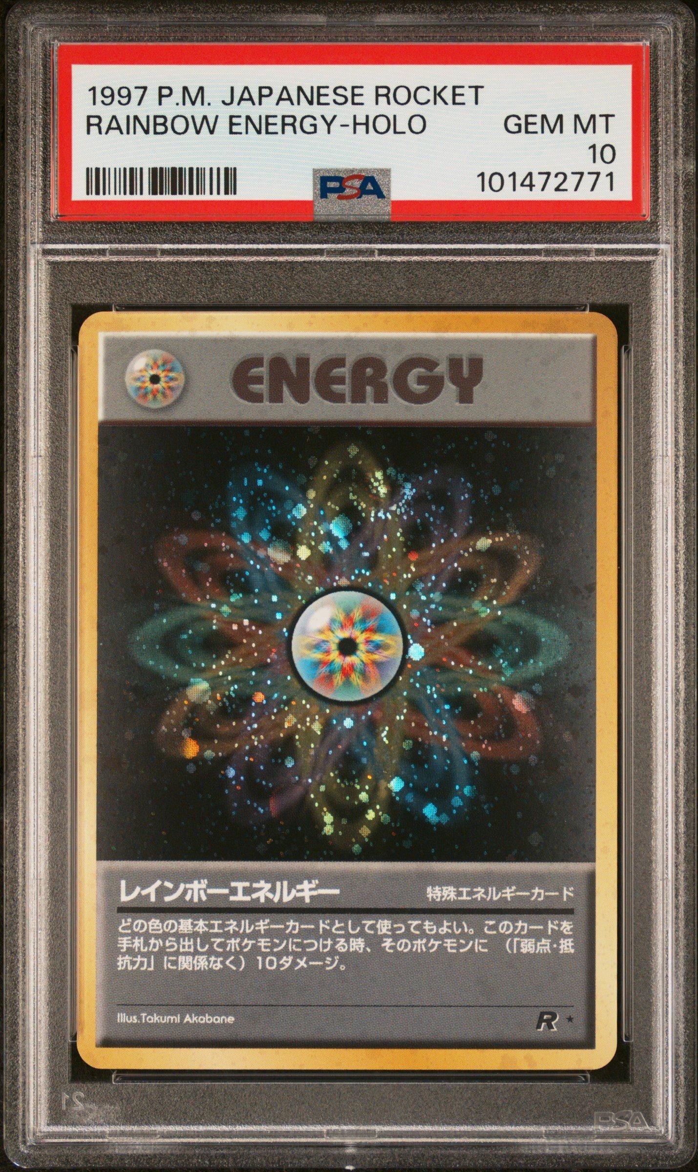 1997 Pokemon Japanese Rocket Rainbow Energy-holo PSA 10 Graded