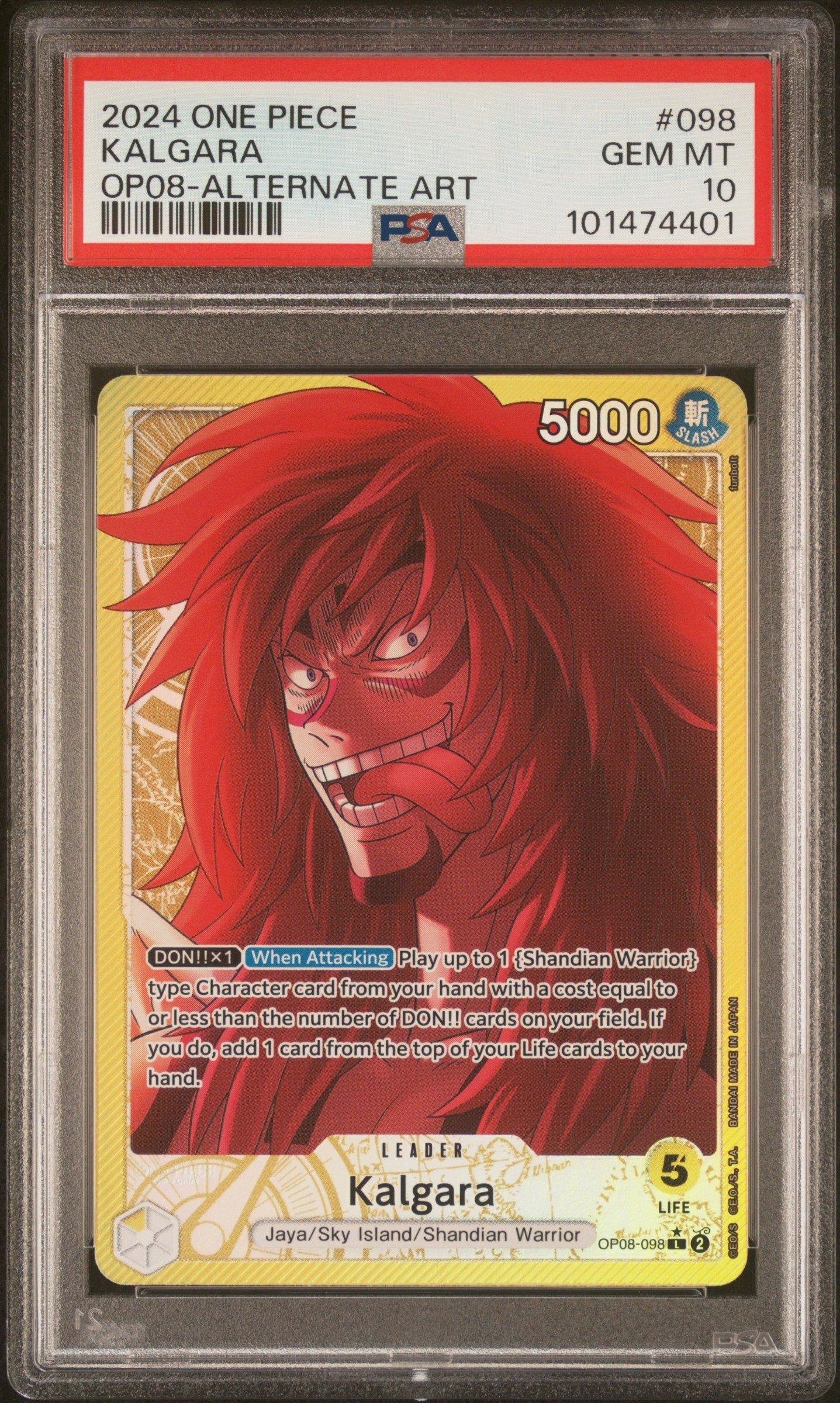 2024 One Piece Op08-two Legends 098 Kalgara Alternate Art PSA 10