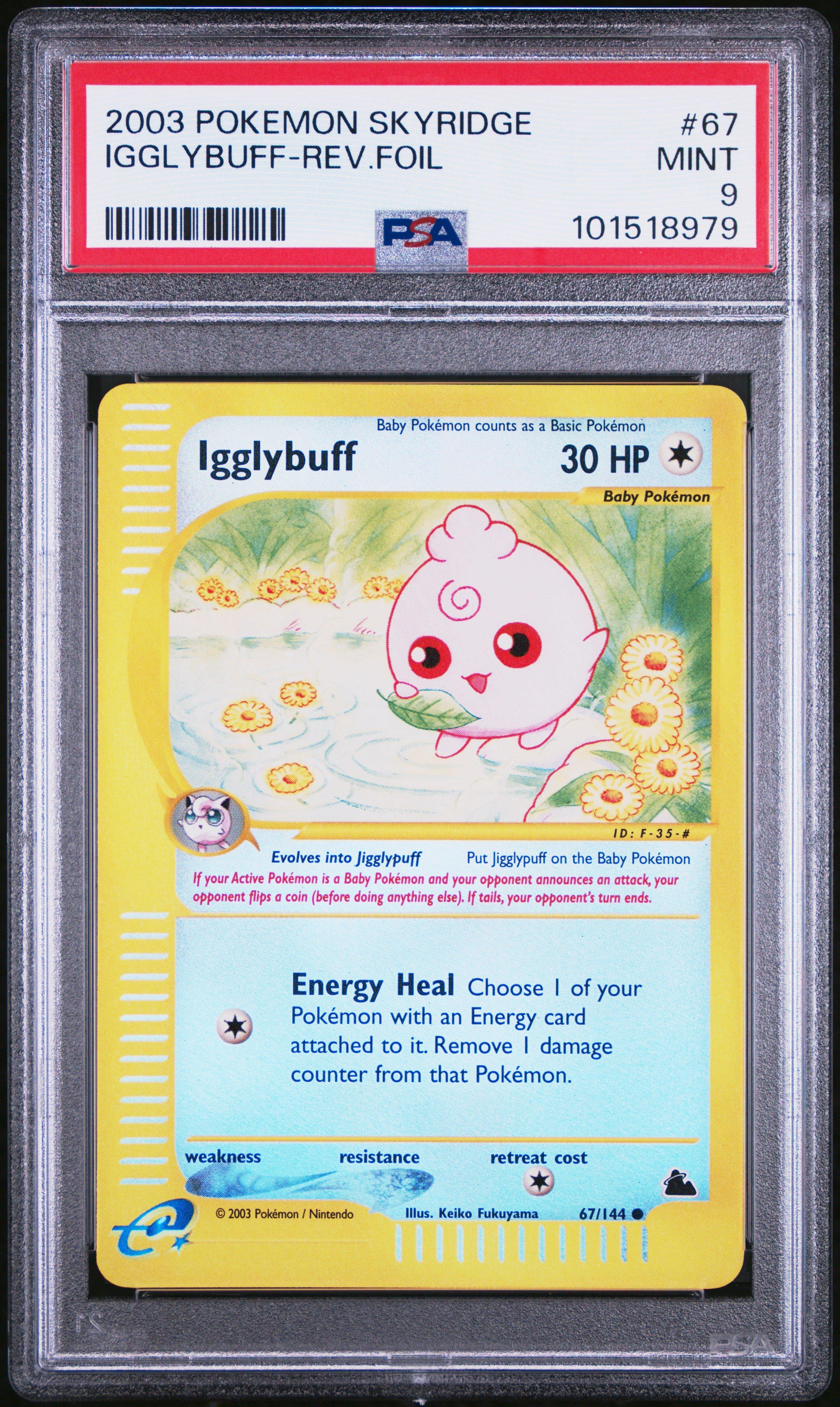 2003 Pokemon Skyridge 67 Igglybuff-reverse Foil PSA 9