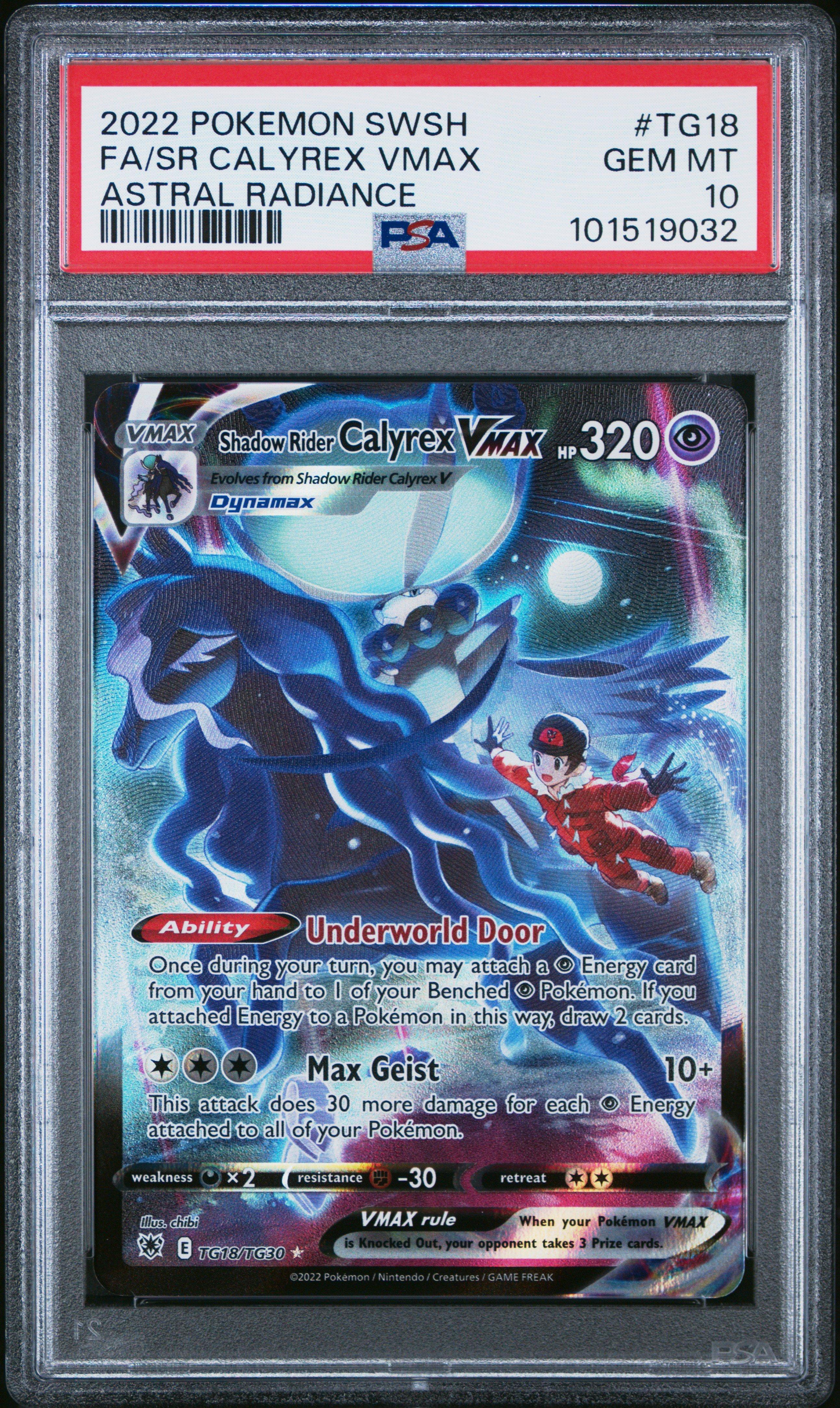 2022 Pokemon Sword & Shield Astral Radiance Tg18 Full Art/shadow Rider Calyrex Vmax PSA 10