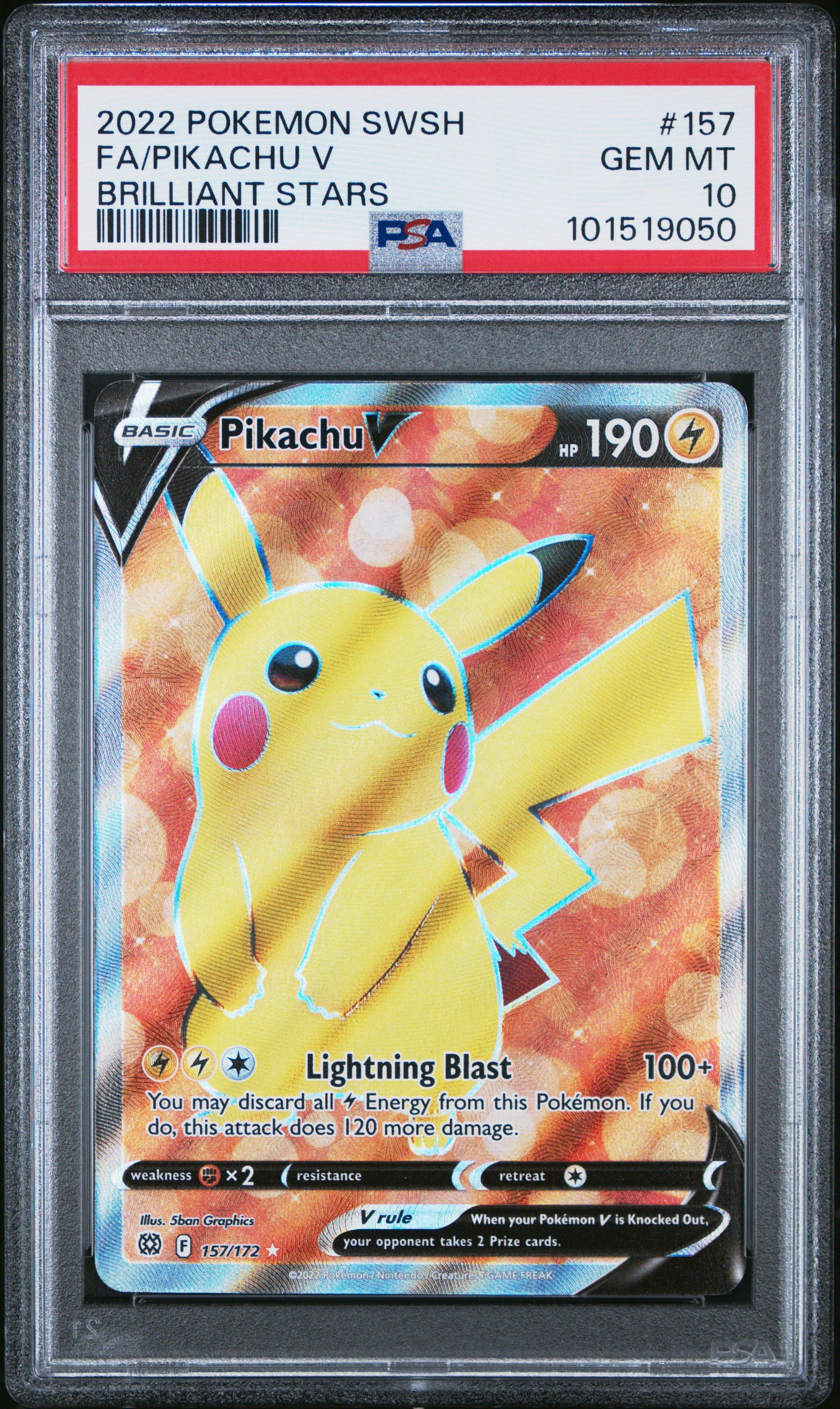 2022 Pokemon Sword & Shield Brilliant Stars 157 Full Art/pikachu V