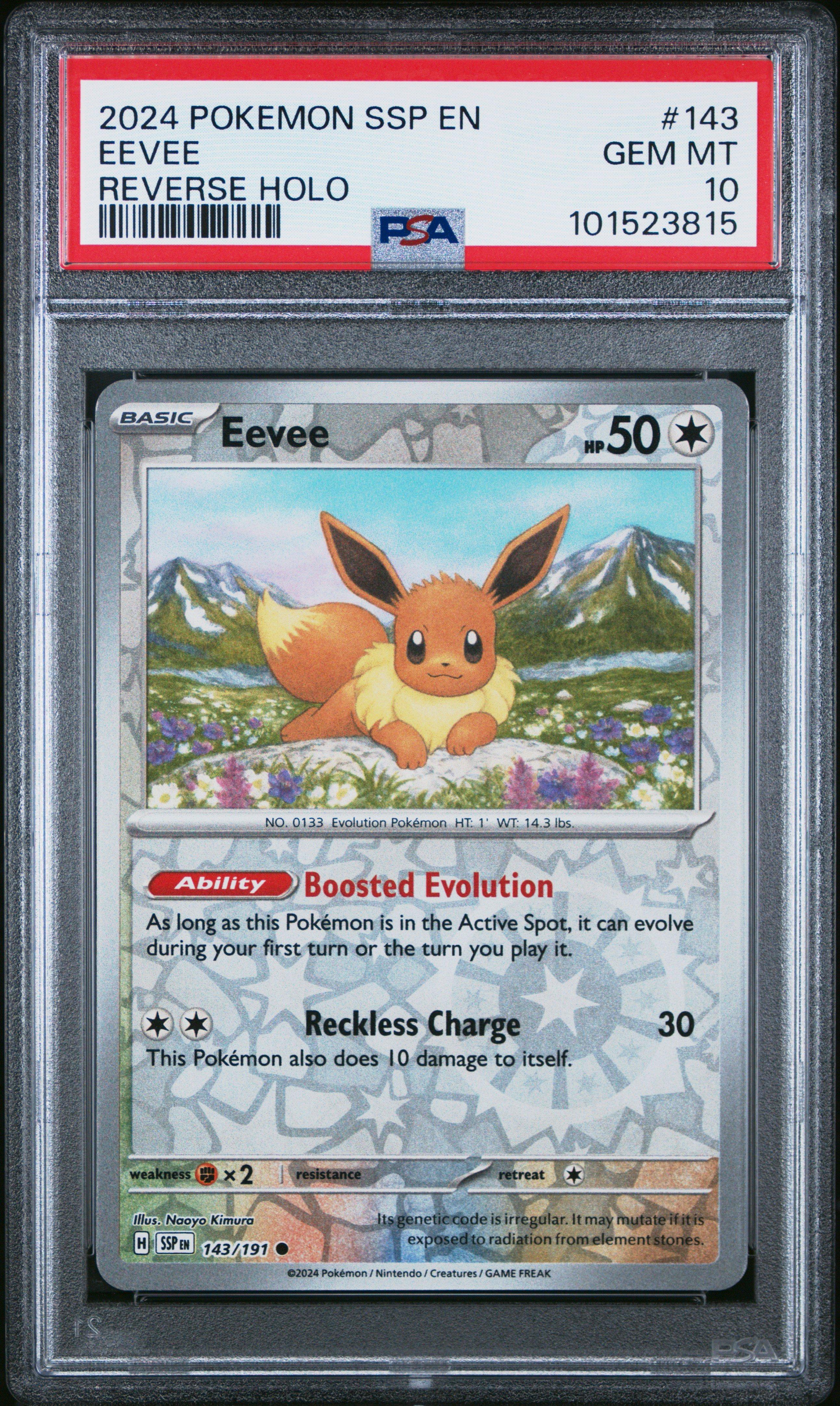 2024 Pokemon Ssp En-surging Sparks 143 Eevee Reverse Holo PSA 10