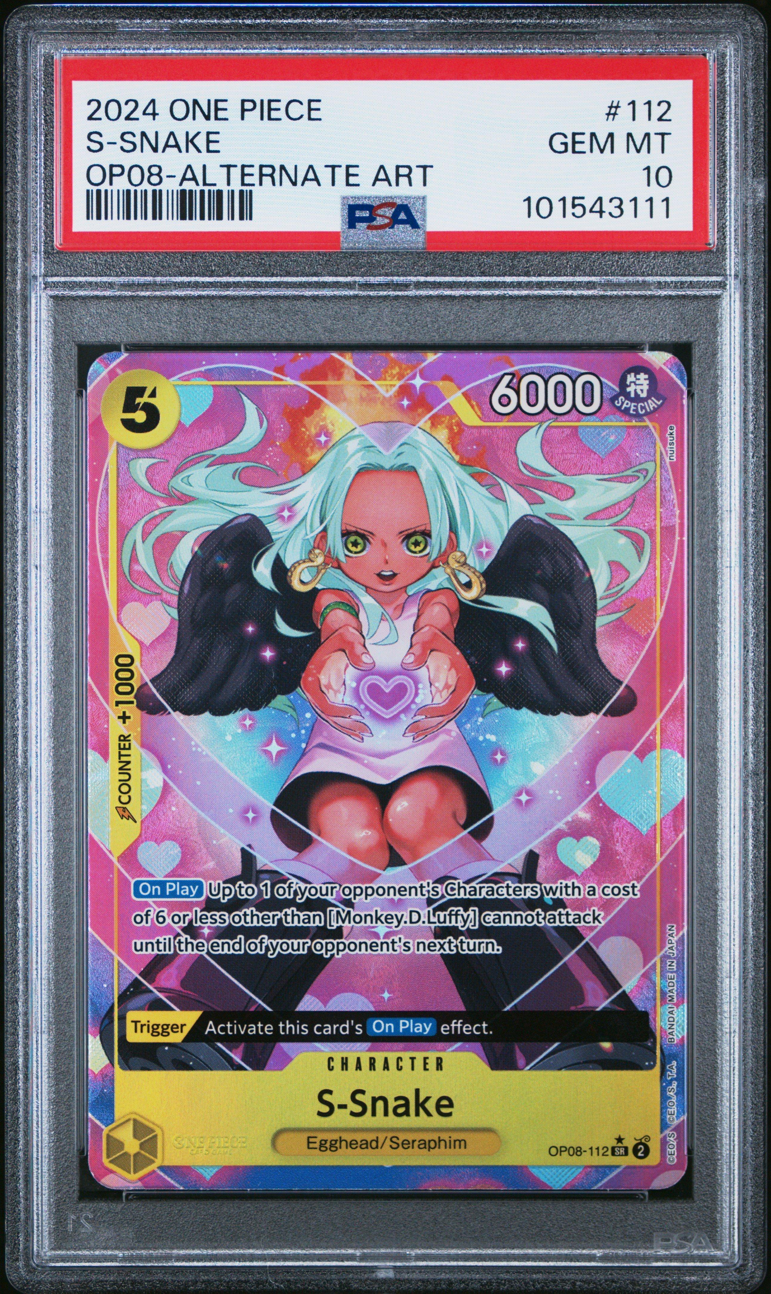 2024 One Piece Op08-two Legends 112 S-snake Alternate Art PSA 10
