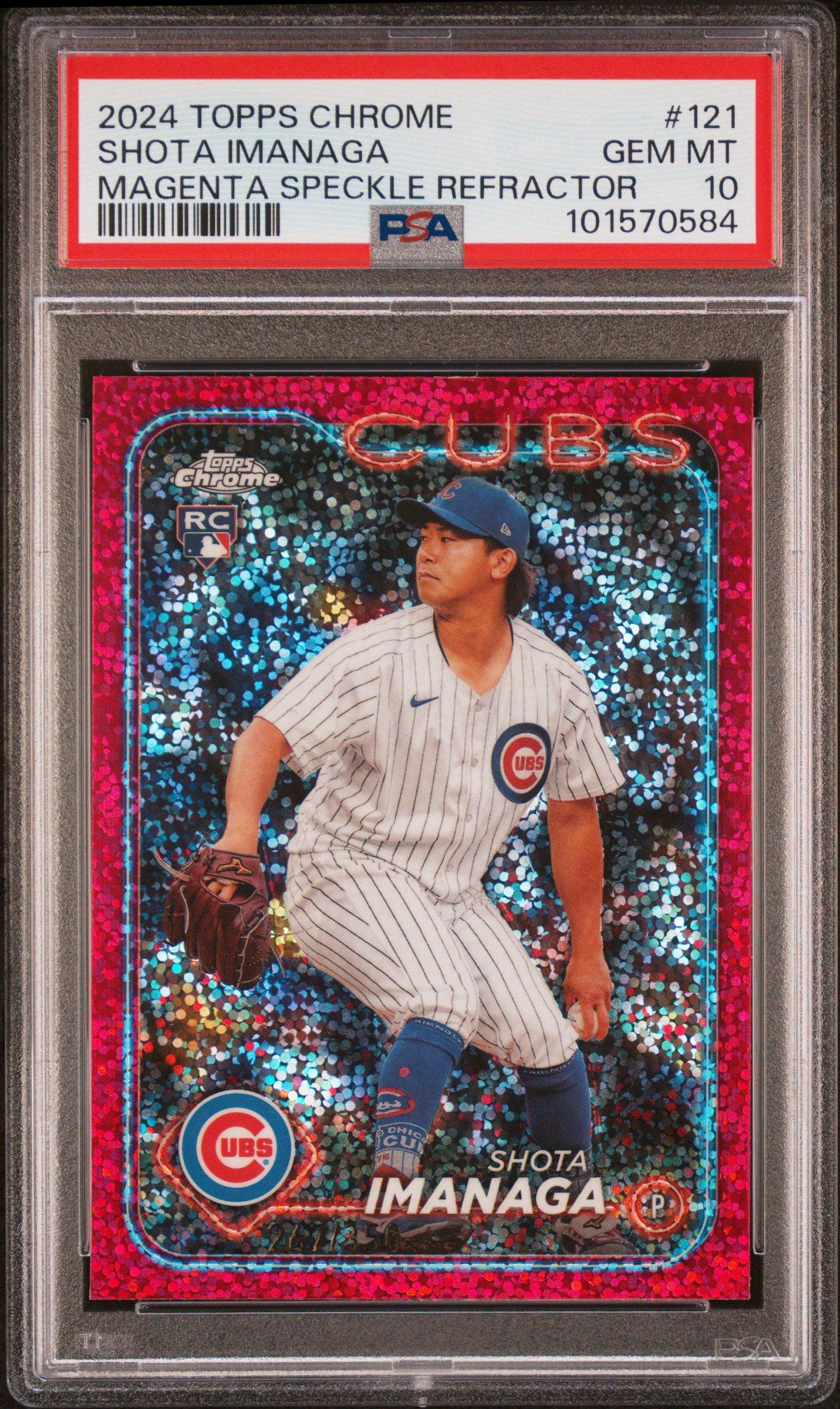 2024 Topps Chrome 121 Shota Imanaga Magenta Speckle Refractor PSA 10