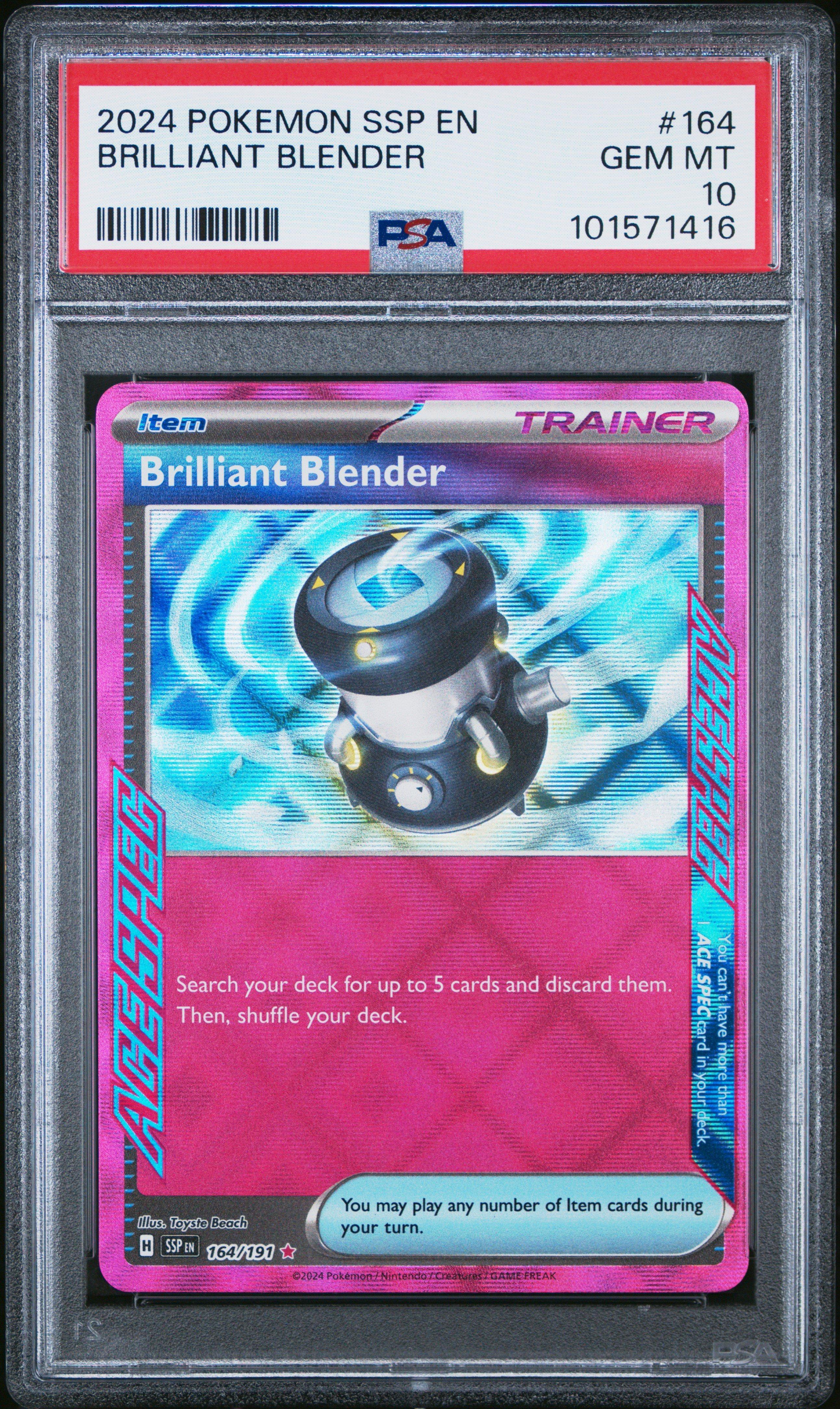 2024 Pokemon Ssp En-surging Sparks 164 Brilliant Blender PSA 10