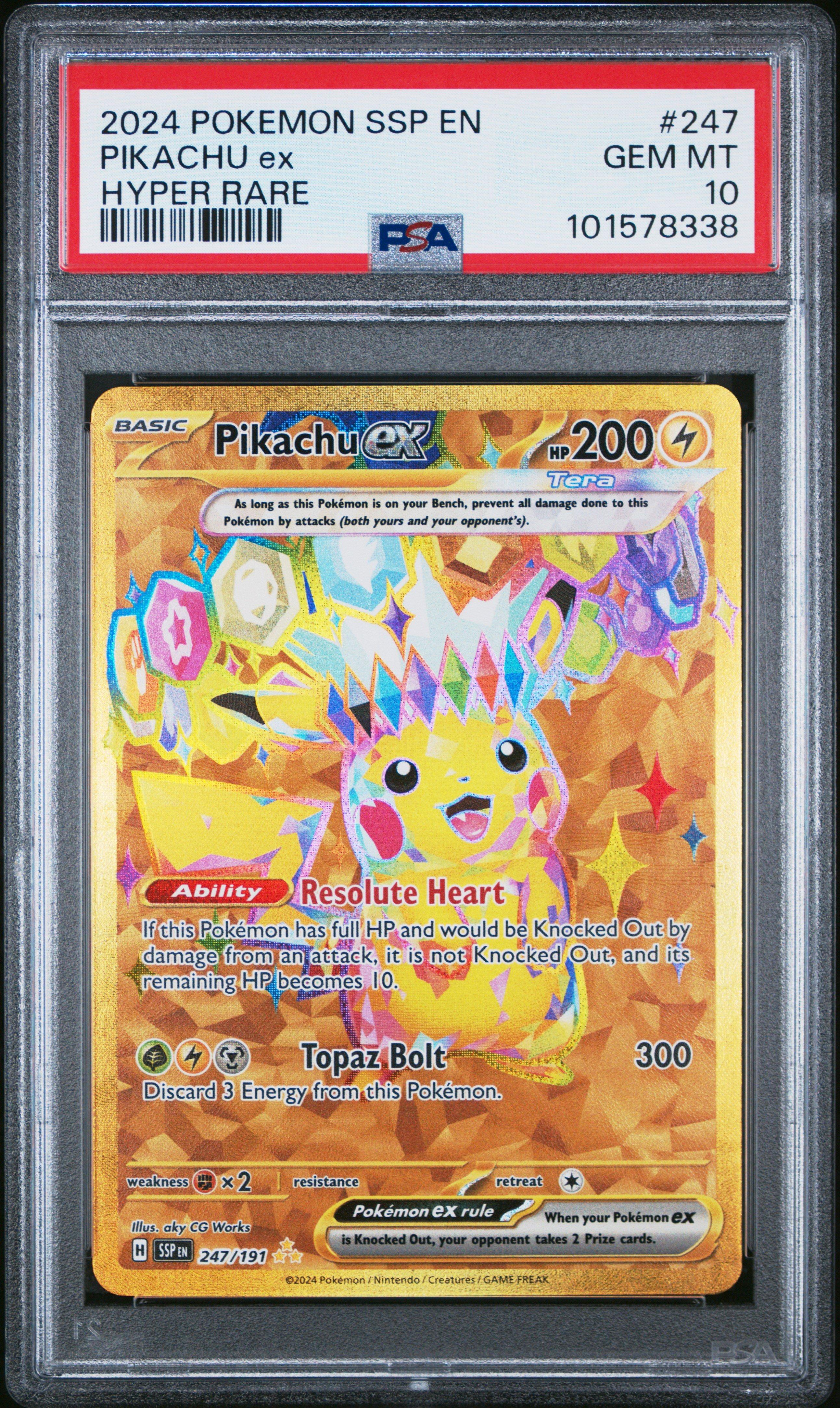 2024 Pokemon Ssp En-surging Sparks 247 Pikachu Ex Hyper Rare PSA