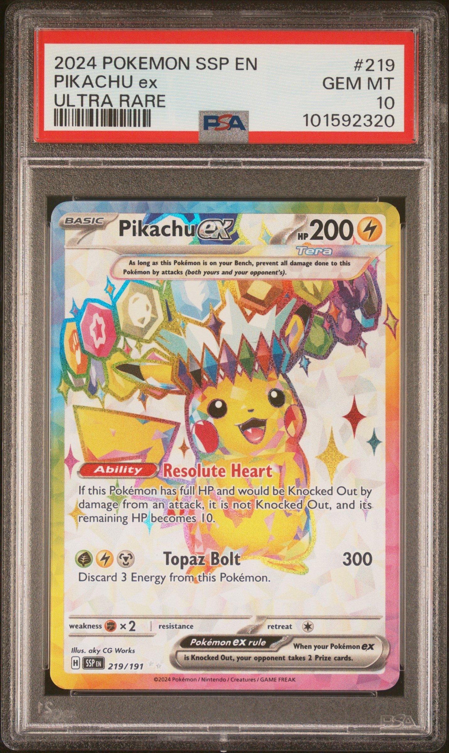 2024 Pokemon Ssp En-surging Sparks 219 Pikachu Ex Ultra Rare PSA