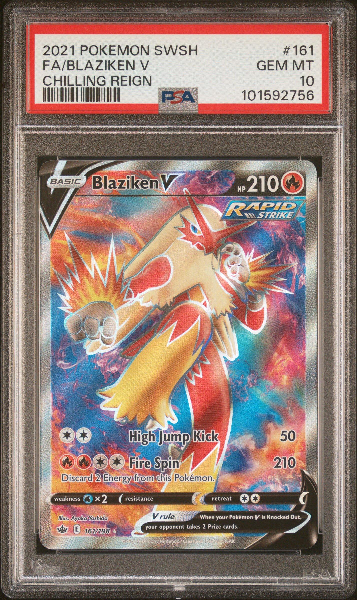 2021 Pokemon Sword & Shield Chilling Reign 161 Full Art/blaziken V PSA