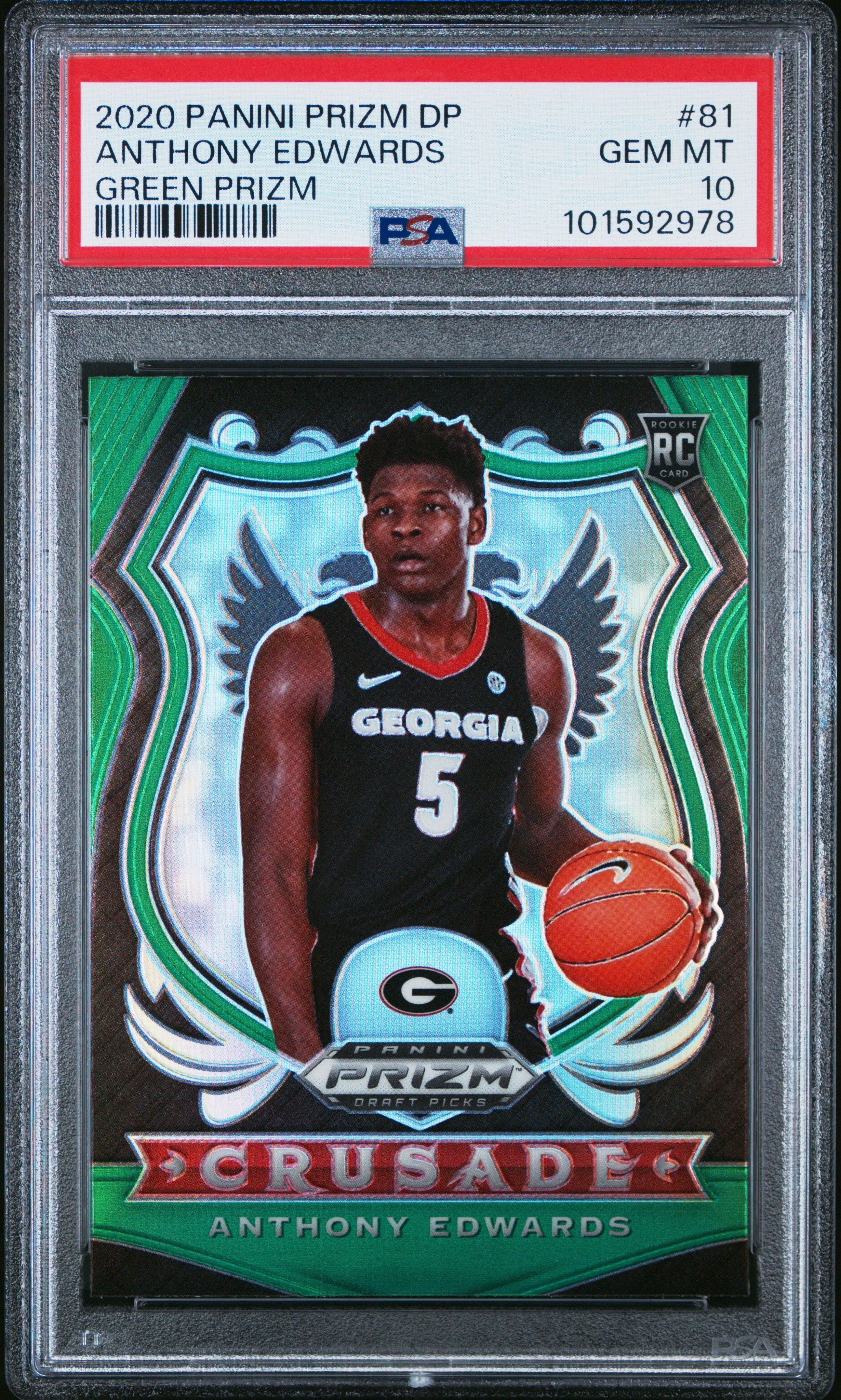 2020 Panini Prizm Draft Picks Anthony Edwards Green Prizm PSA 10