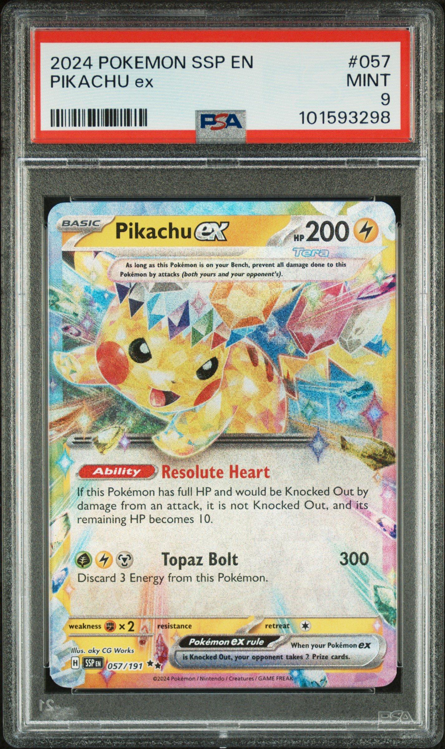 2024 Pokemon Ssp En-surging Sparks 057 Pikachu Ex PSA 9 Graded