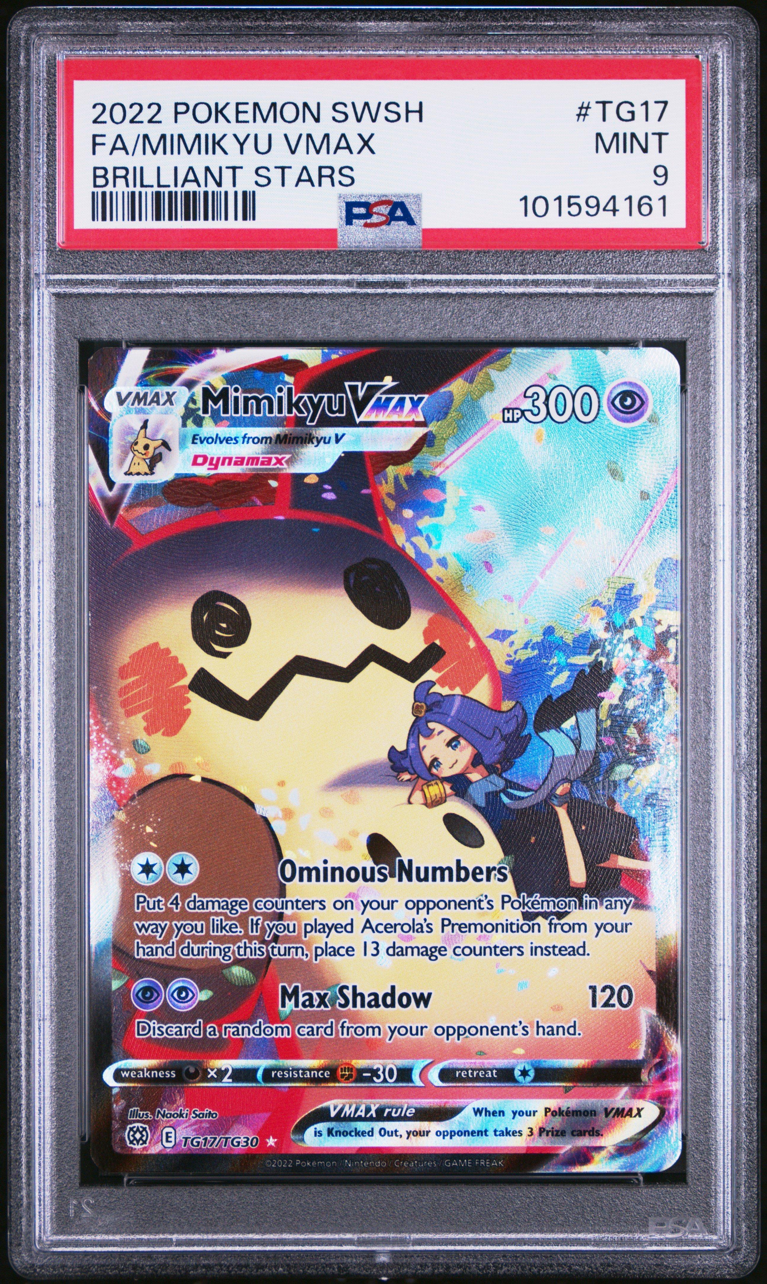 2022 Pokemon Sword & Shield Brilliant Stars Tg17 Full Art/mimikyu Vmax PSA