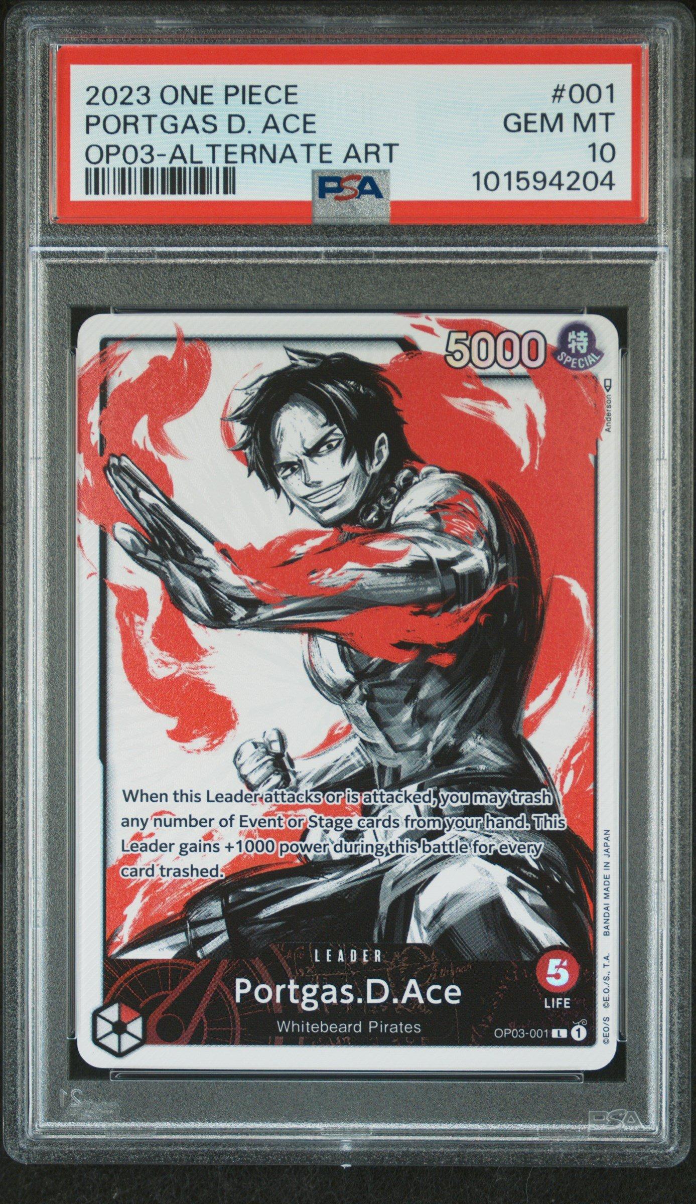 2023 One Piece Op03-pillars Of Strength 001 Portgas D. Ace Alternate Art PSA 10