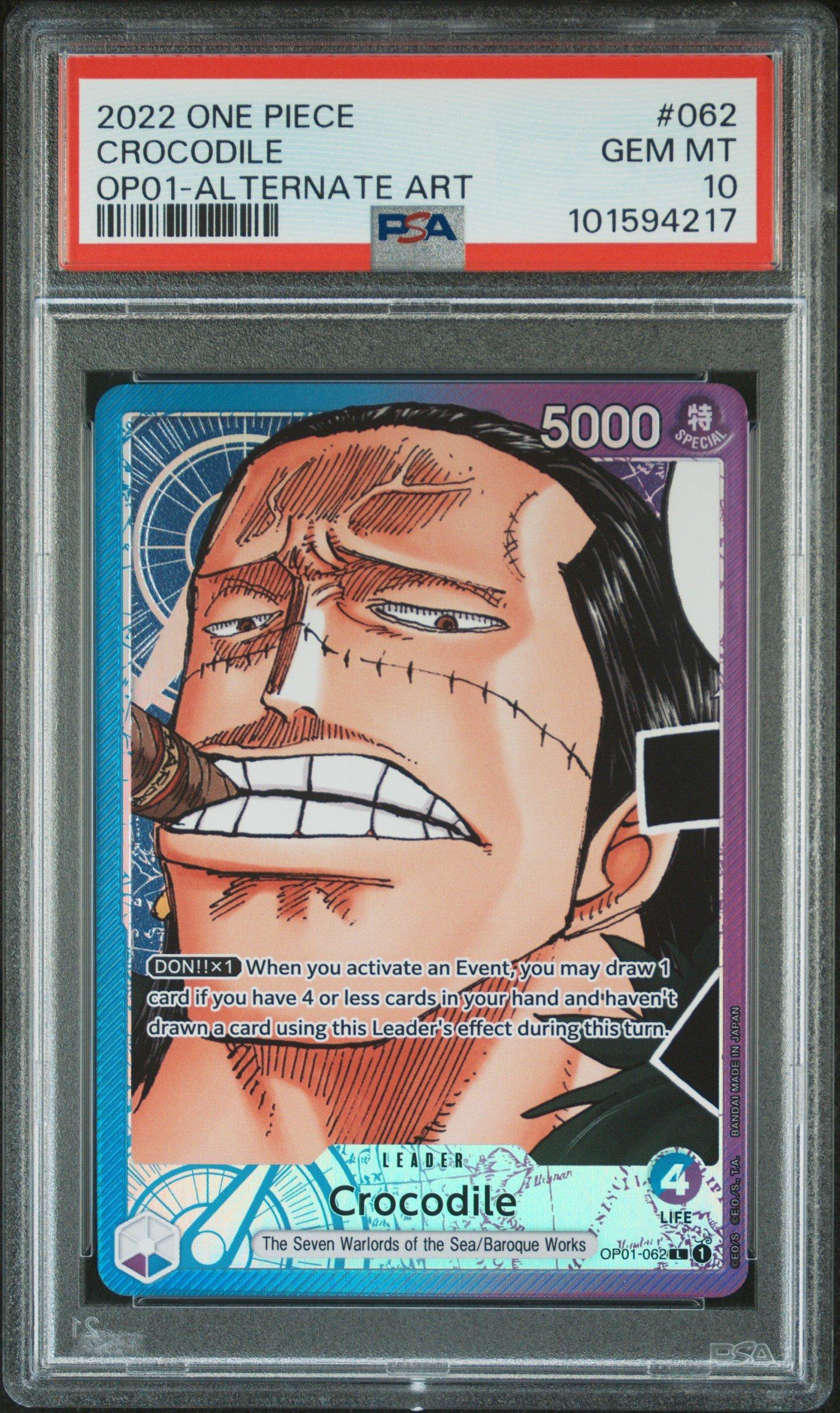 2022 One Piece Op01-romance Dawn Crocodile Alternate Art PSA 10